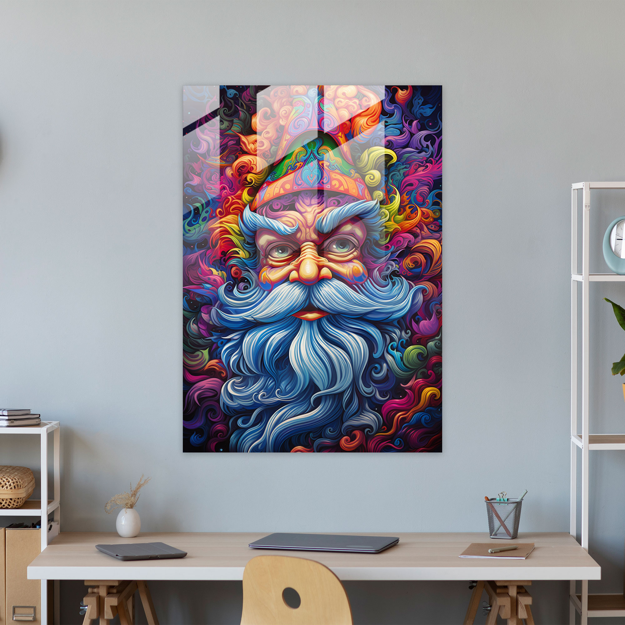 Psychedelic Gnome Glass Print - Gnome, Mesmerizing, Gnome, Wall Decoration