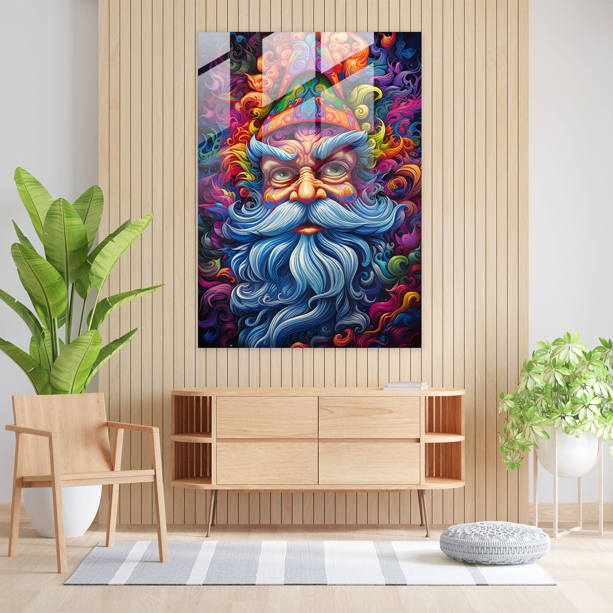 Psychedelic Gnome Glass Print - Gnome, Mesmerizing, Gnome, Wall Decoration