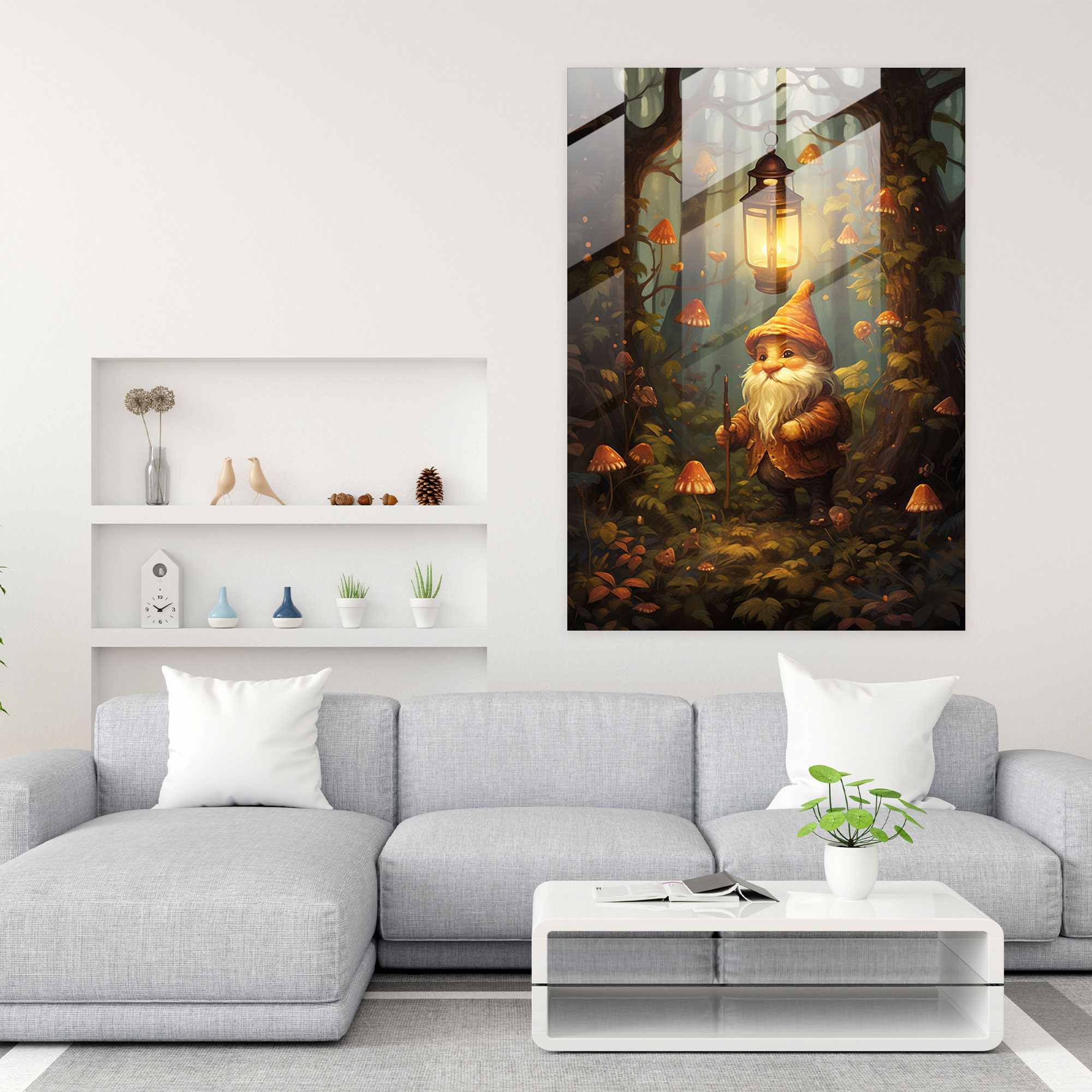Magical Gnome Glass Print - Gnome, Wall Decoration, Gnome, Enchanting