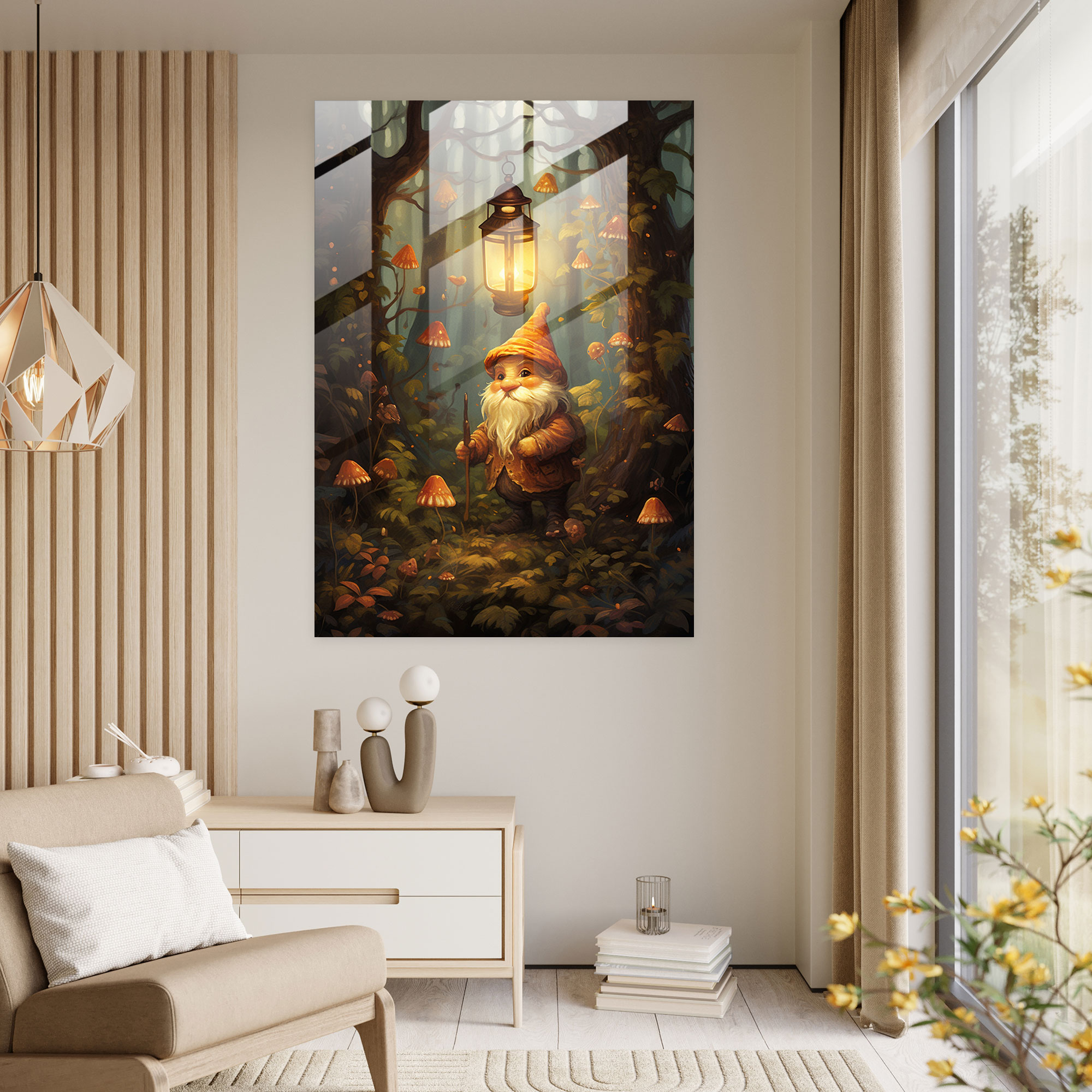 Magical Gnome Glass Print - Gnome, Wall Decoration, Gnome, Enchanting