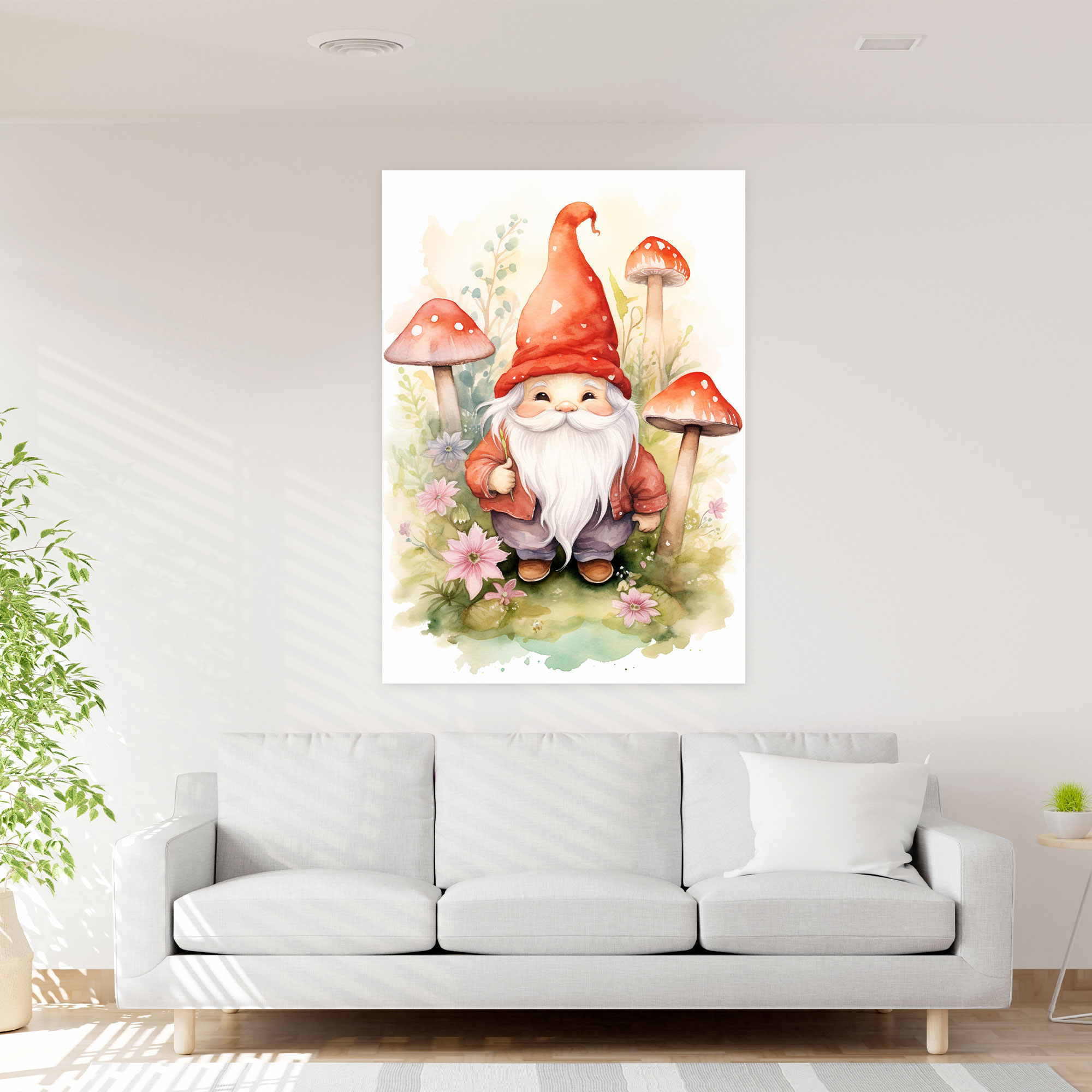 Gnome Canvas Print - Whimsical Watercolor Illustration - Gnome, Gnome, Canvas Wall Art, Watercolor Illustration