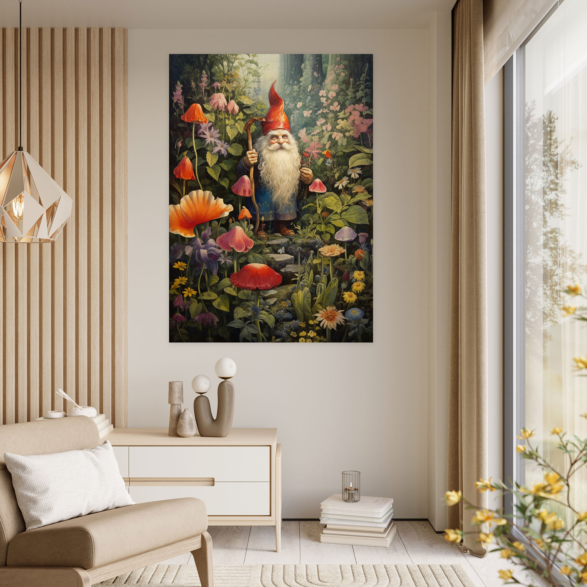 Gnome Wall Art - Vintage Retro Illustration - Gnome, Canvas Wall Art, Gardening, Wall Art
