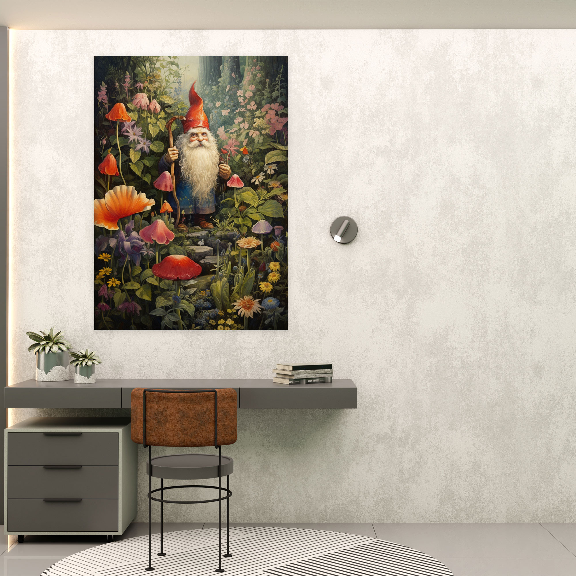 Gnome Wall Art - Vintage Retro Illustration - Gnome, Canvas Wall Art, Gardening, Wall Art