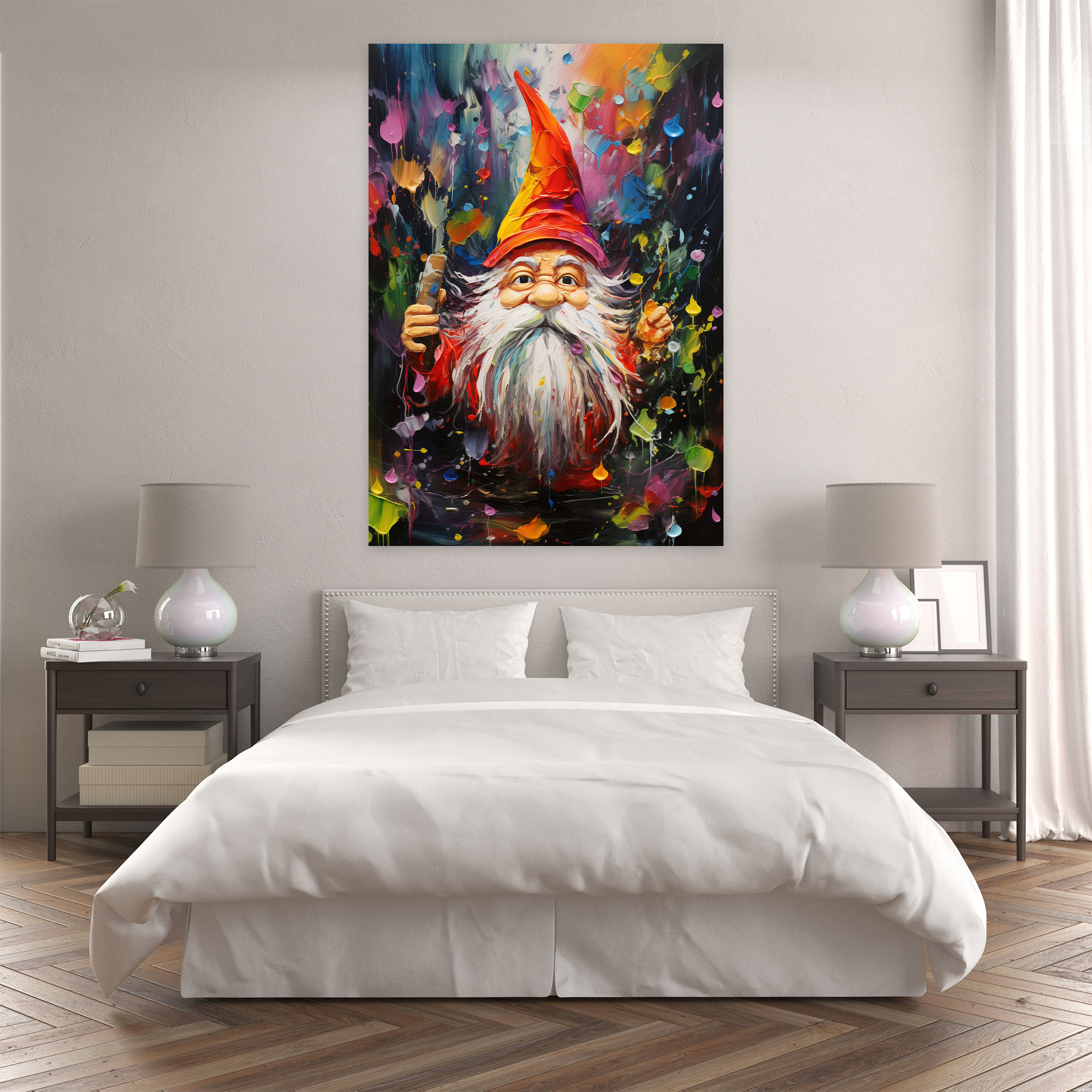 Gnome Canvas Print - Abstract Acrylic Painting - Gnome, Canvas, Gnome, Wall Decoration