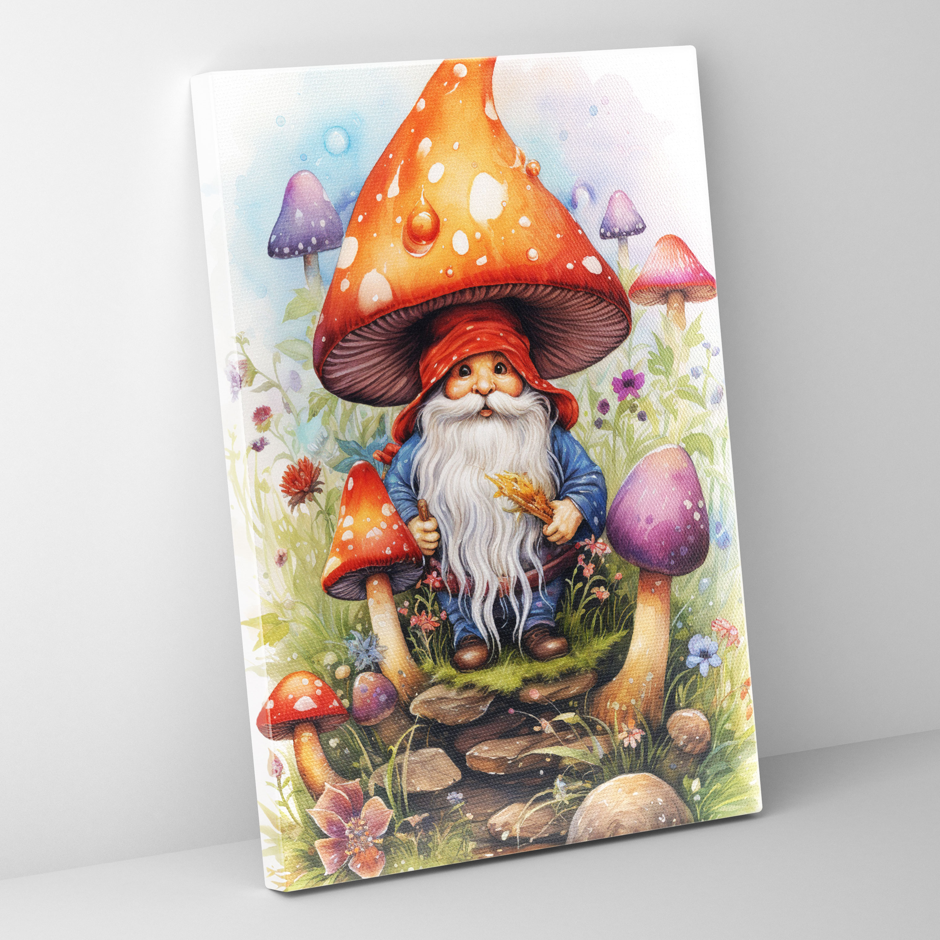 Whimsical Gnome Canvas Print - Gnome, Canvas Print, Vibrant Colors, Wall Art