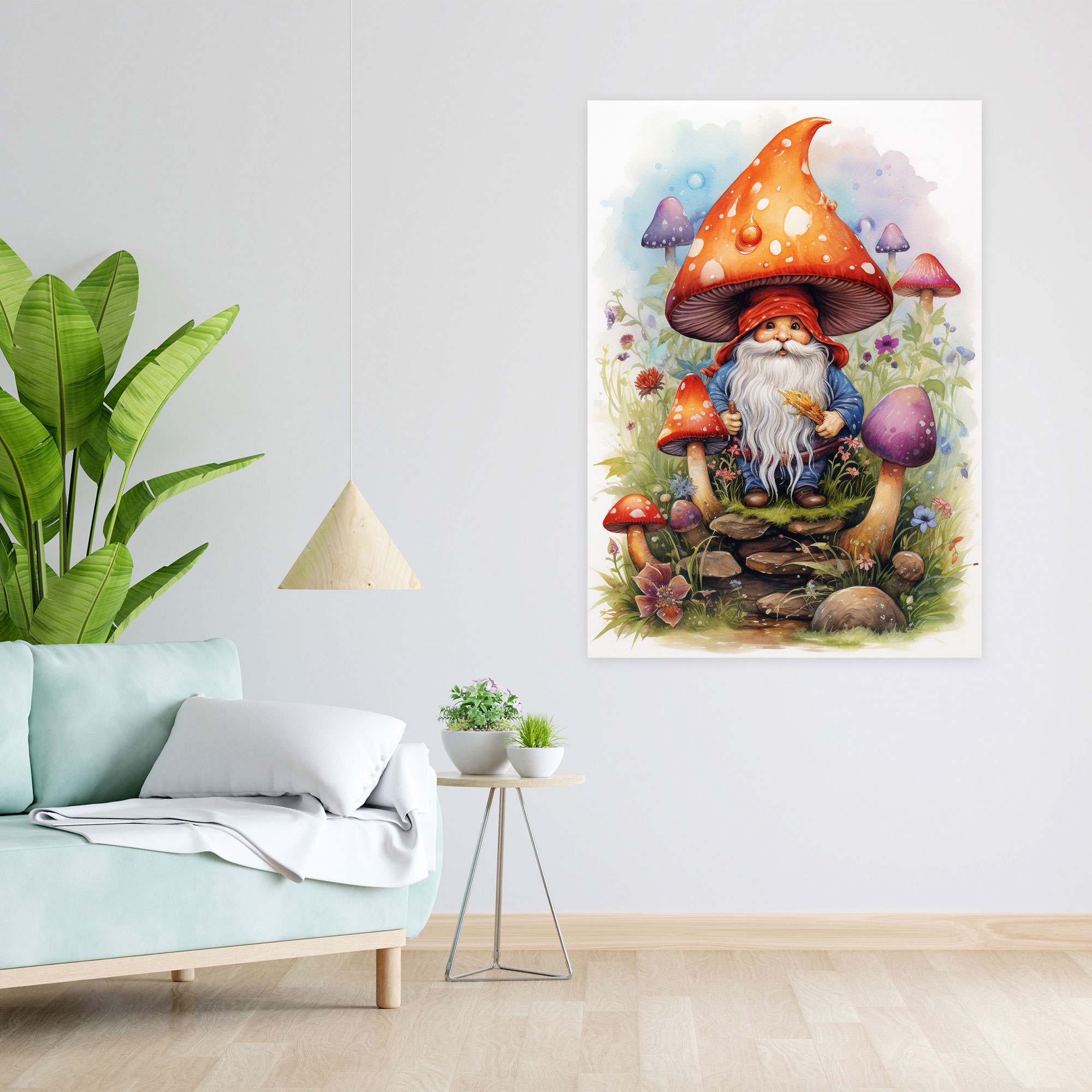 Whimsical Gnome Canvas Print - Gnome, Canvas Print, Vibrant Colors, Wall Art