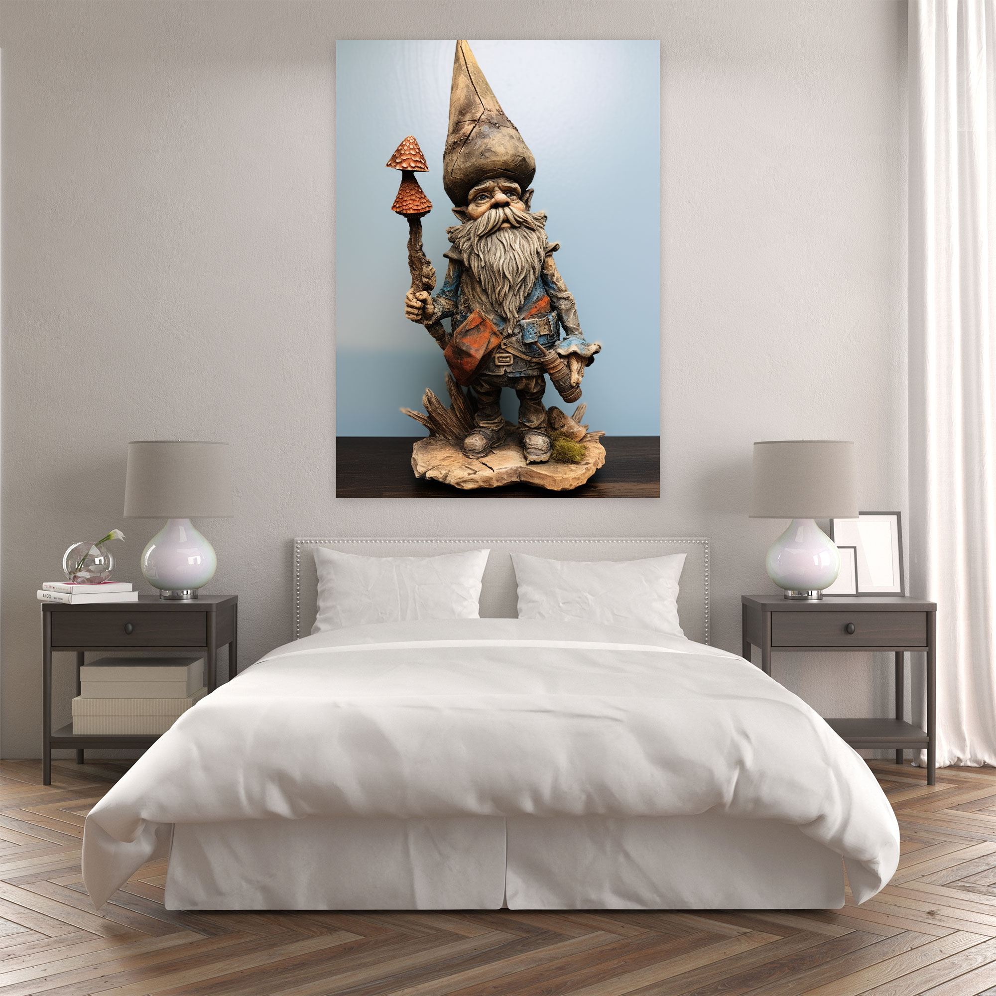 Mixed Media Gnome Wall Art - Gnome, Canvas Art, Character, Warmth