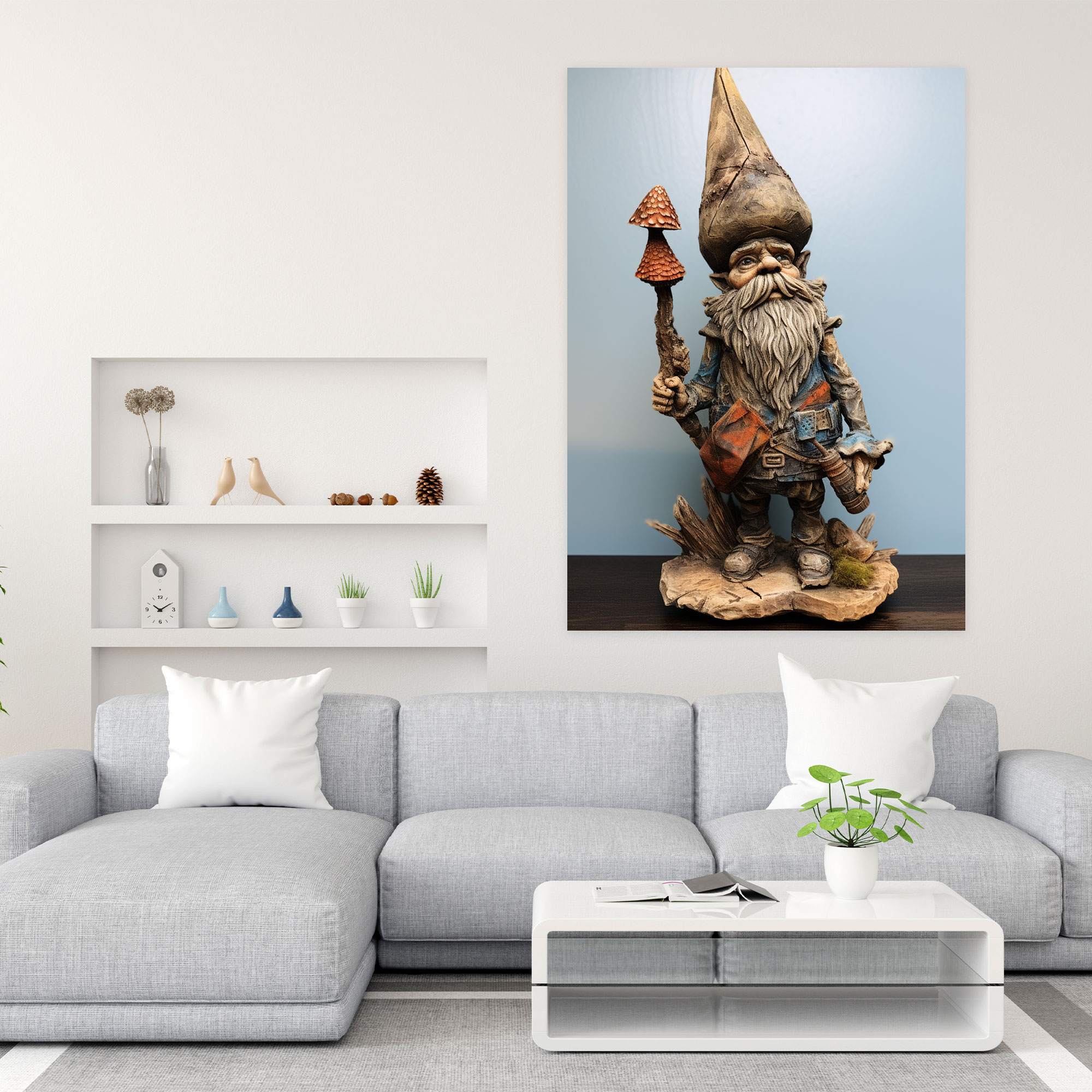 Mixed Media Gnome Wall Art - Gnome, Canvas Art, Character, Warmth