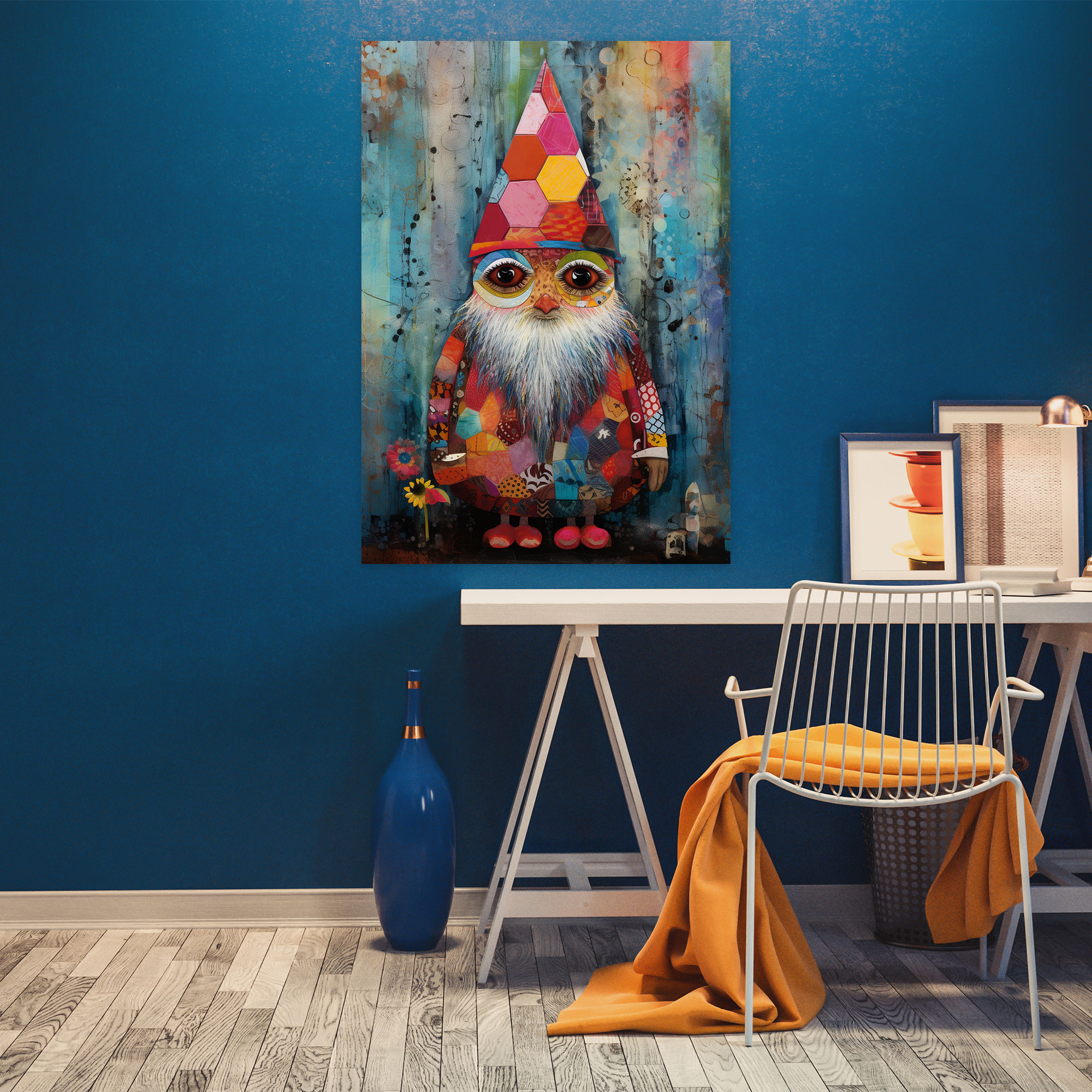Abstract Gnome Canvas Print - Gnome, Vibrant Patterns, Wall Art, Modern Art