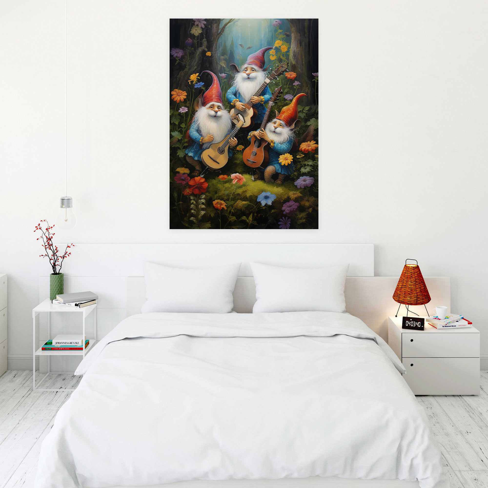 Whimsical Gnome Canvas Print - Gnome, Vibrant, Musical Instruments, Gnome