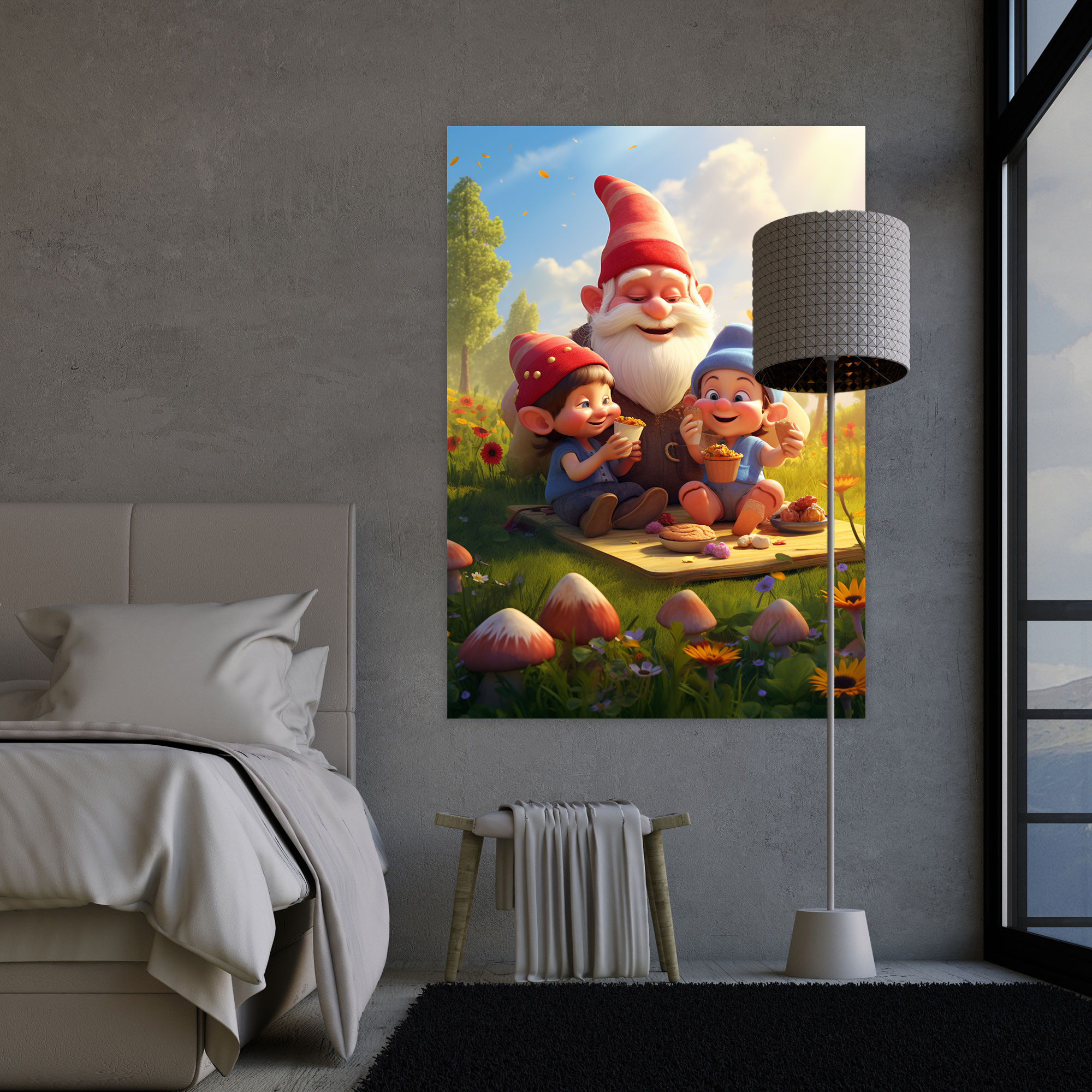Sun-Kissed Meadow Gnome Canvas Print - Gnome, Nostalgia, Heartwarming, Wall Decoration