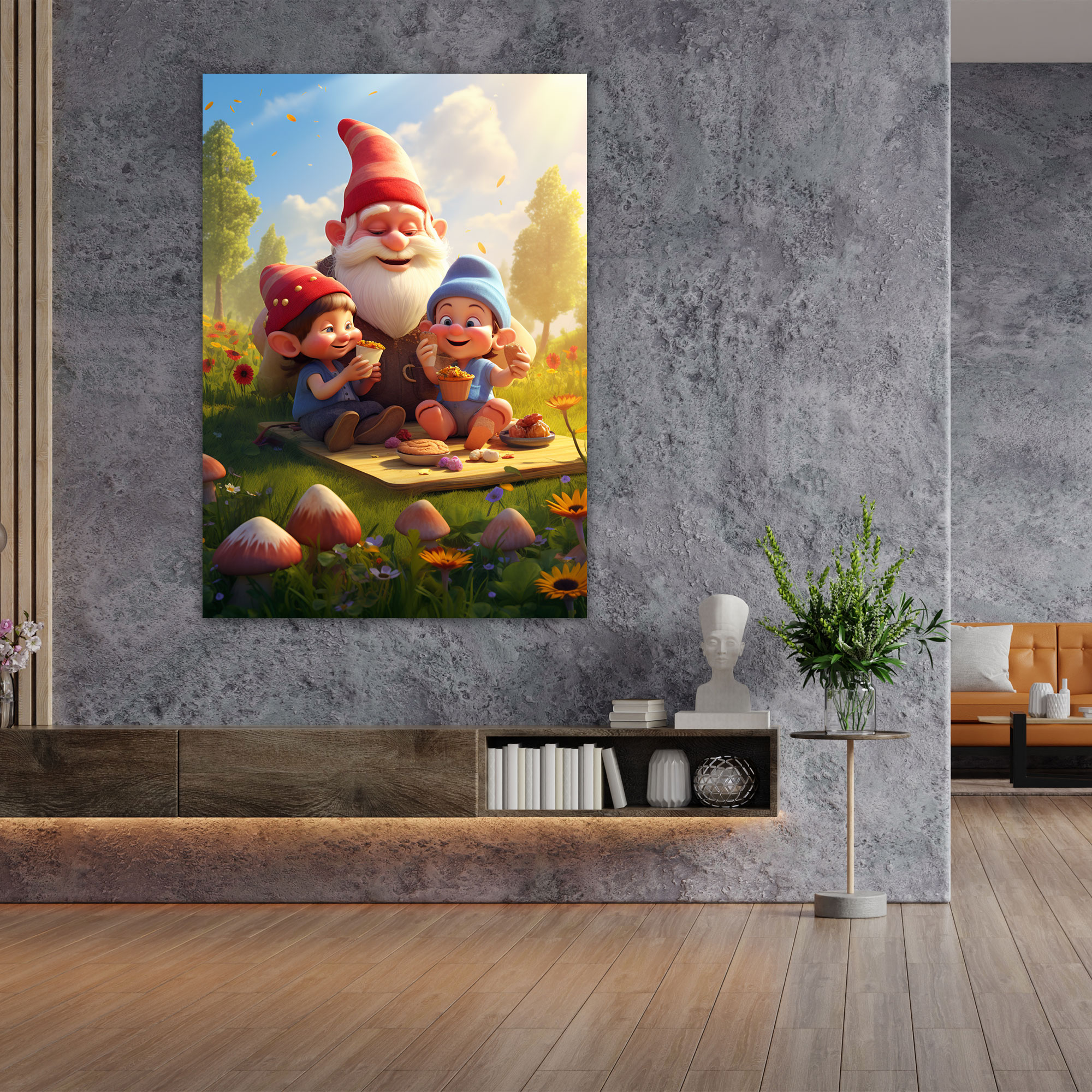 Sun-Kissed Meadow Gnome Canvas Print - Gnome, Nostalgia, Heartwarming, Wall Decoration