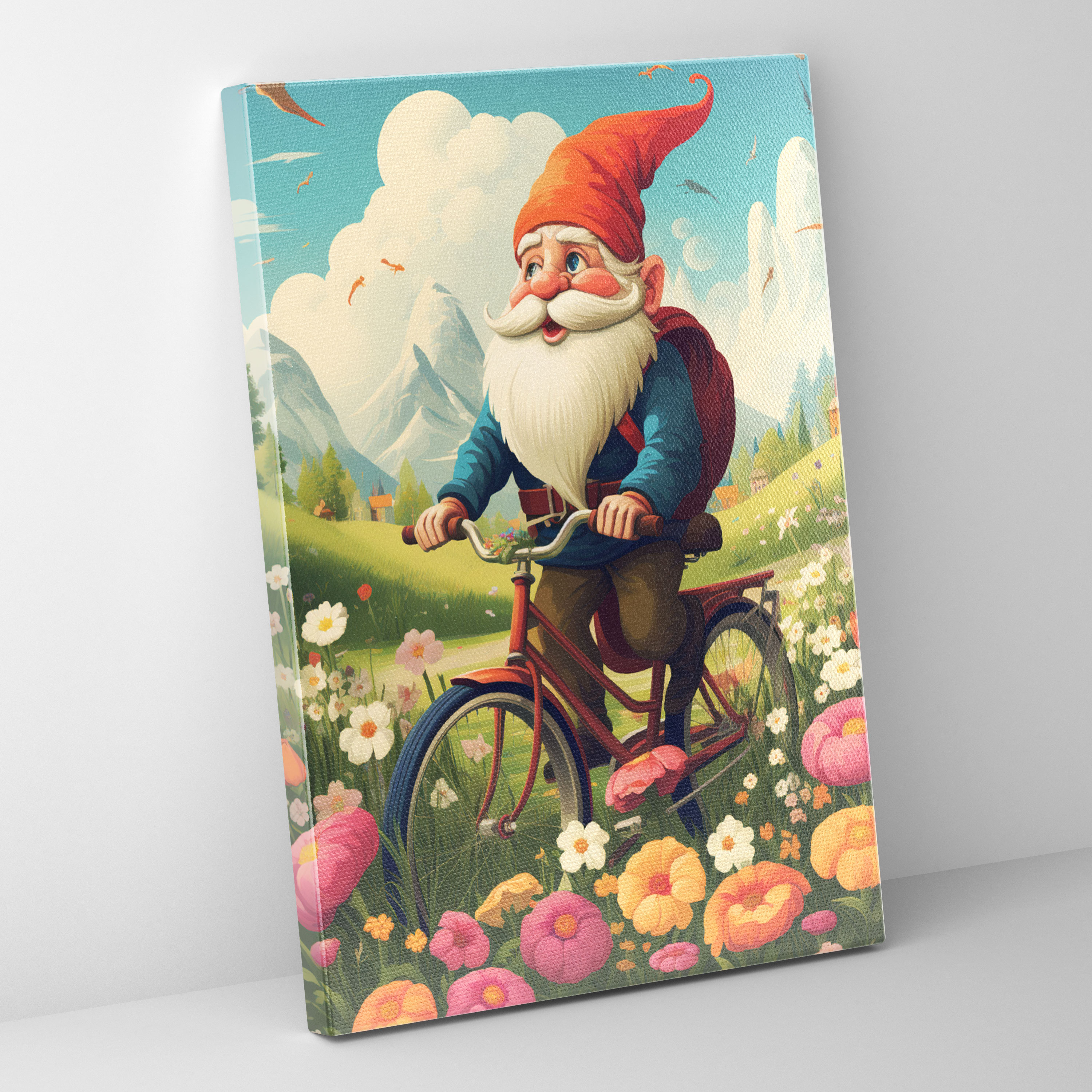 Gnome Canvas Print - Retro-Inspired Poster Wall Art - Gnome, Canvas Print, Wall Decoration, Scenic Countryside