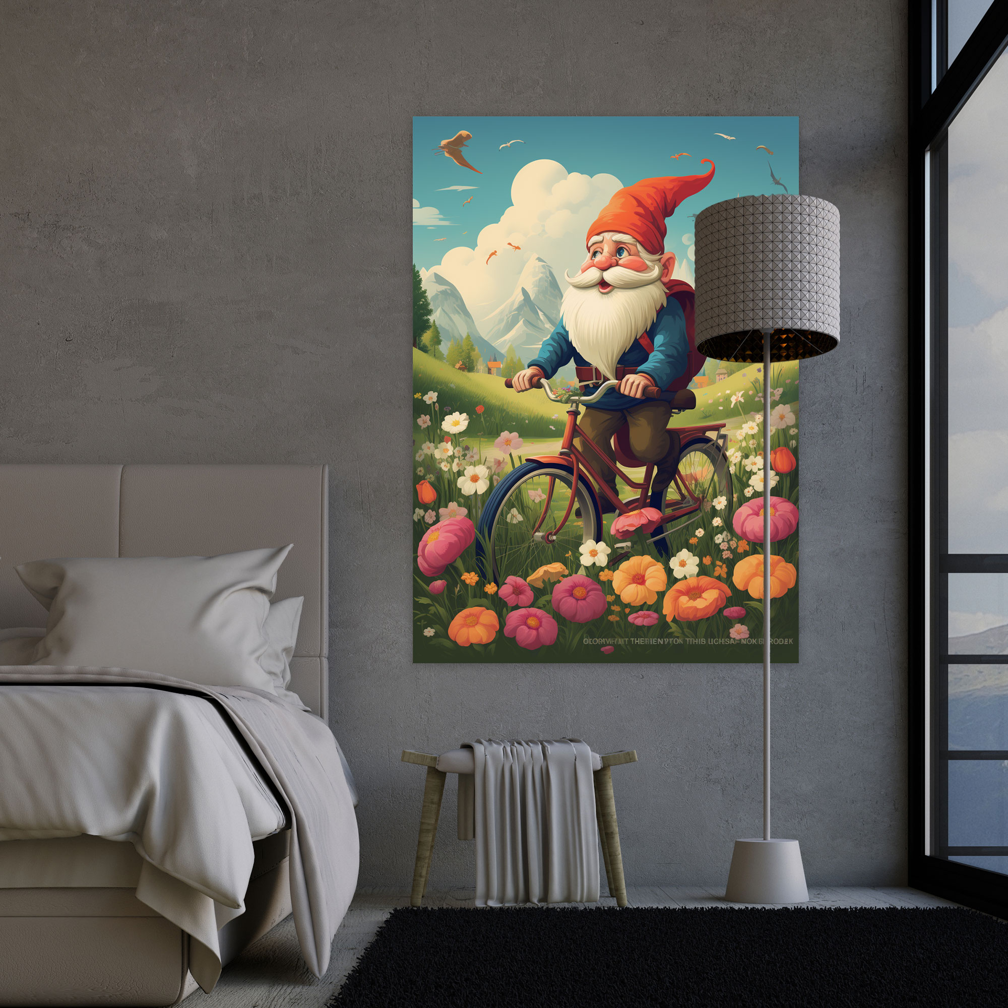 Gnome Canvas Print - Retro-Inspired Poster Wall Art - Gnome, Canvas Print, Wall Decoration, Scenic Countryside