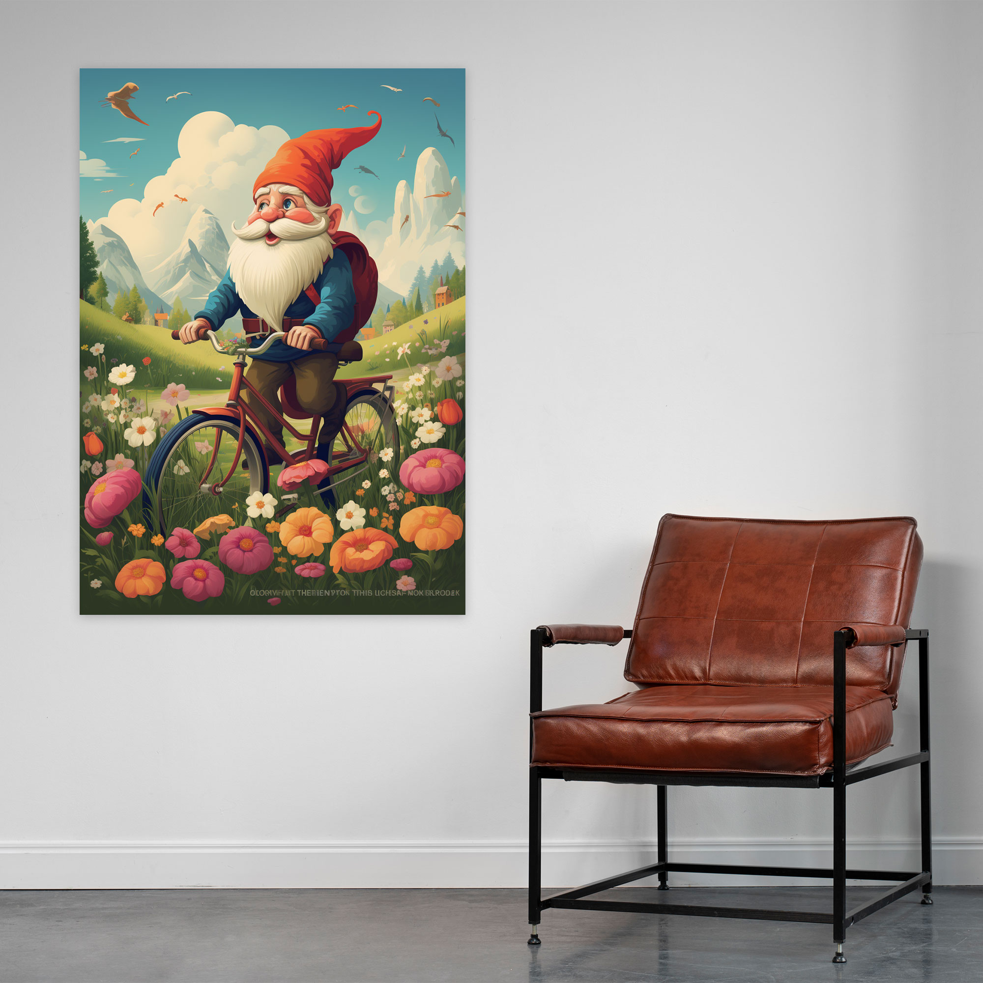 Gnome Canvas Print - Retro-Inspired Poster Wall Art - Gnome, Canvas Print, Wall Decoration, Scenic Countryside