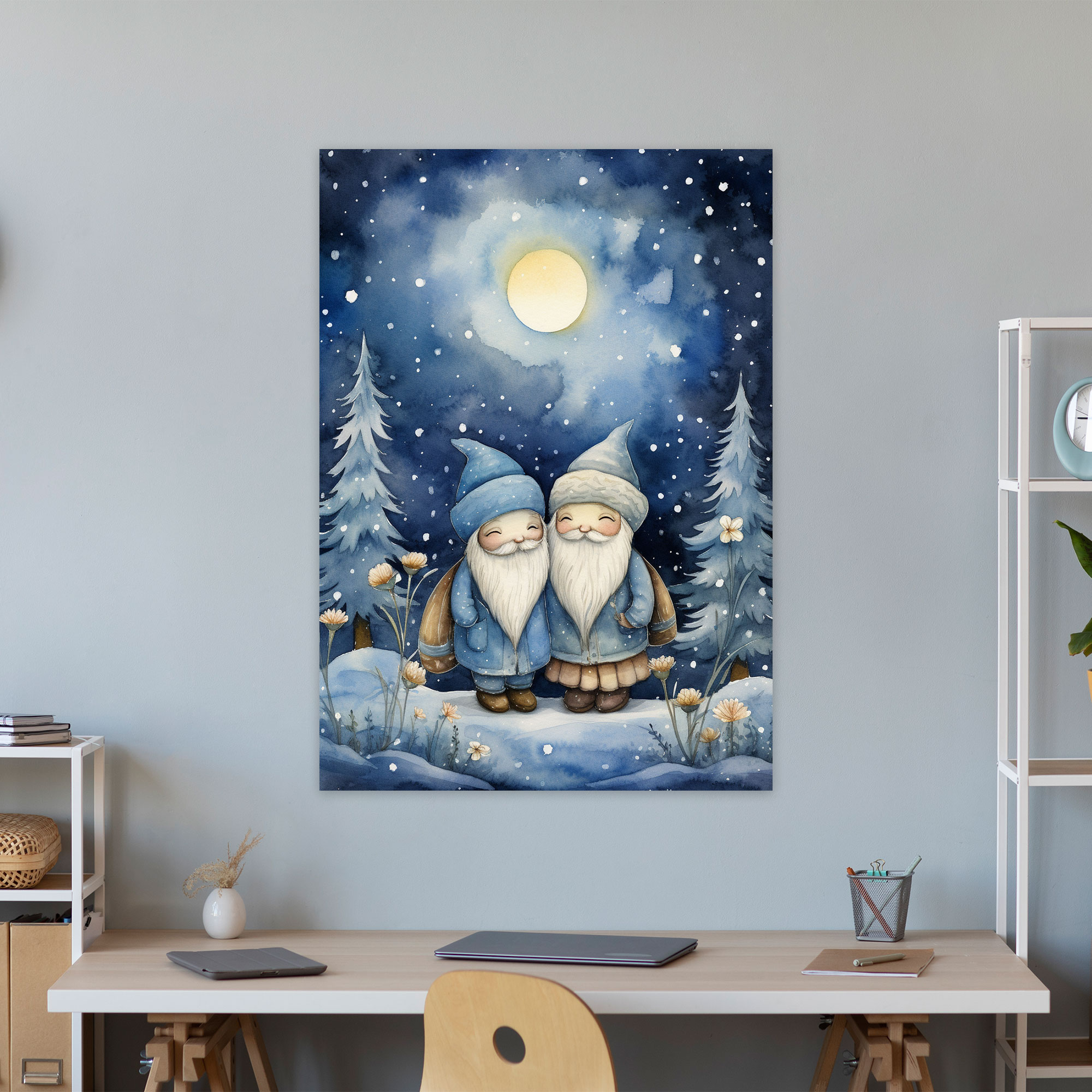 Gnome Canvas Print - Romantic Watercolor Wall Art - Gnome, Watercolor Illustration, Canvas Print, Wall Decoration