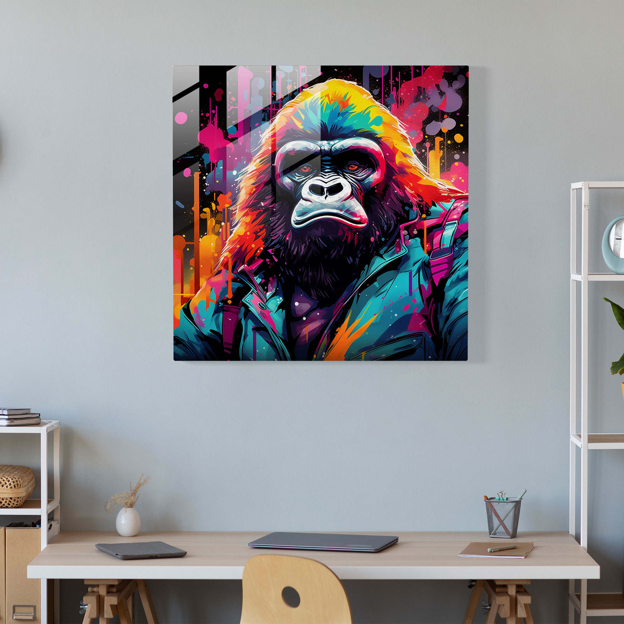 Gorilla Graffiti Glass Wall Art - Gorilla, Glass Wall Art, Wall Decoration, Gorilla