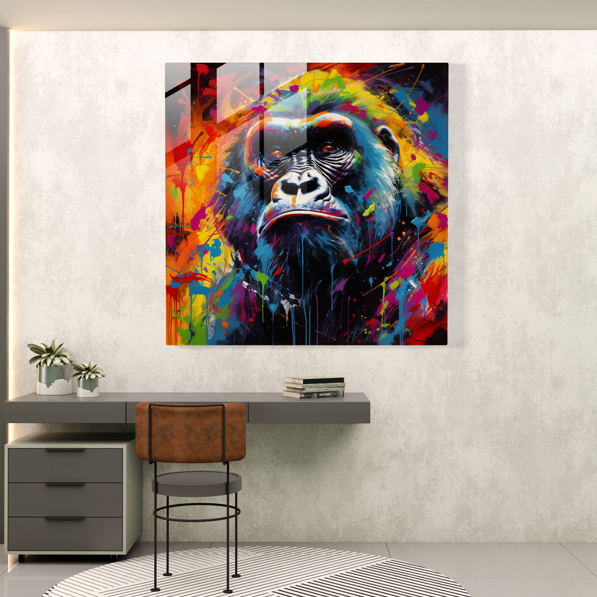 Gorilla Glass Print - Gorilla, Abstract, Strength, Acrylic Painting