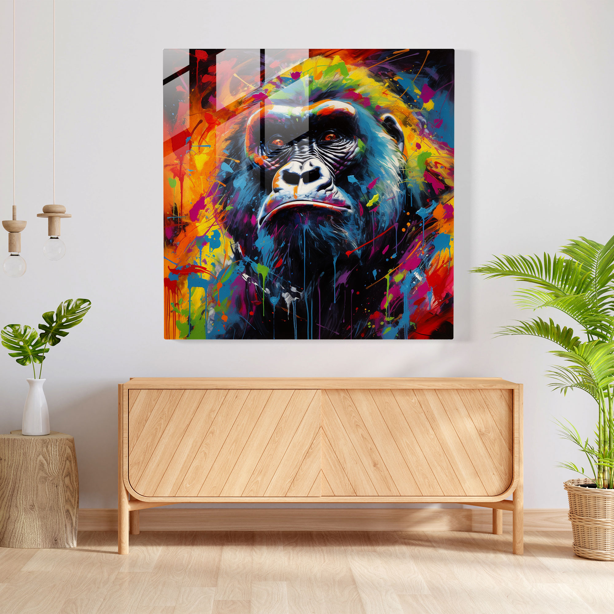 Gorilla Glass Print - Gorilla, Abstract, Strength, Acrylic Painting