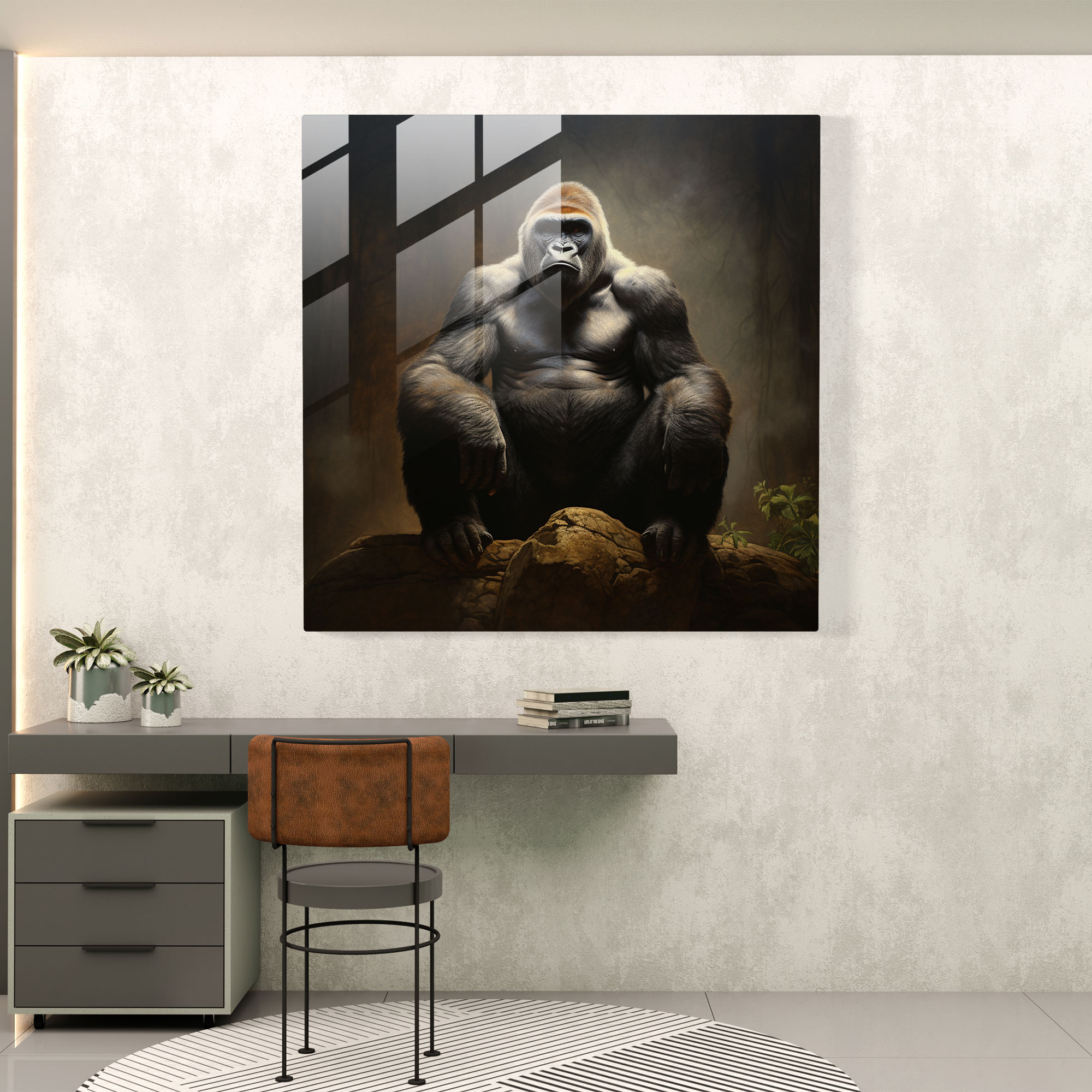 Gorilla Glass Print - Gorilla, Majestic, Glass Wall Art, Home Decoration