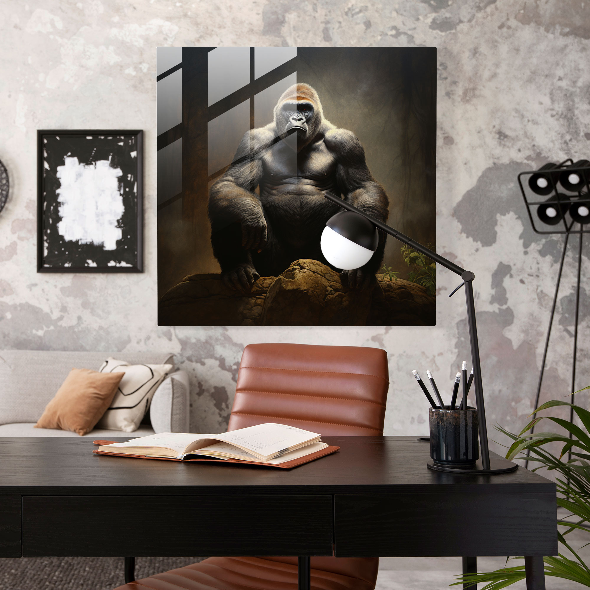 Gorilla Glass Print - Gorilla, Majestic, Glass Wall Art, Home Decoration