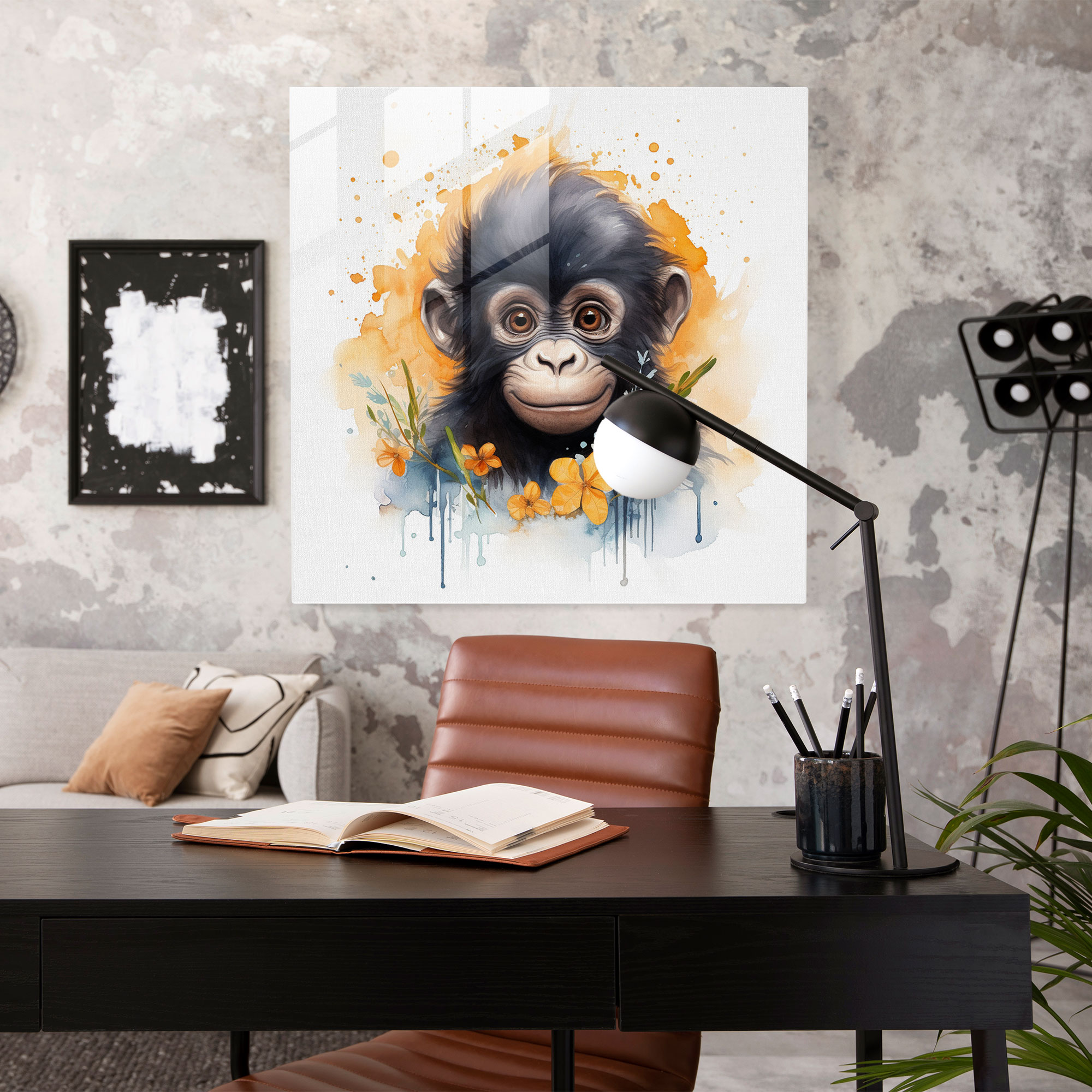 Gorilla Glass Wall Art - Gorilla, Innocent Eyes, Home Decoration, Glass Art