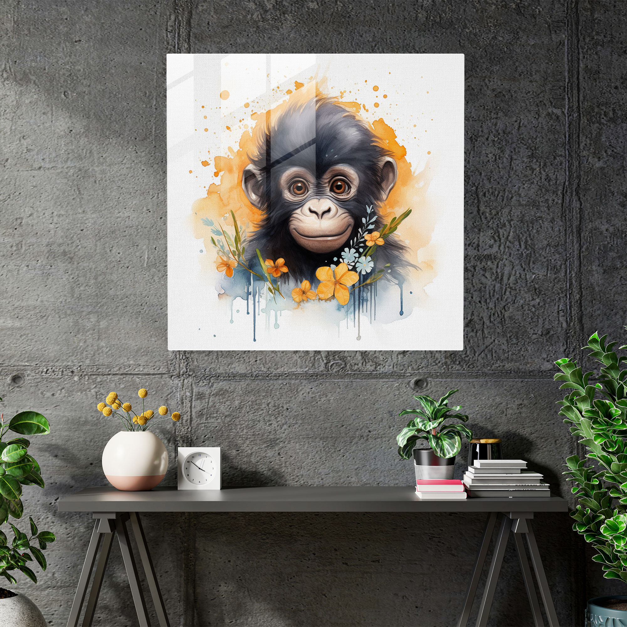 Gorilla Glass Wall Art - Gorilla, Innocent Eyes, Home Decoration, Glass Art