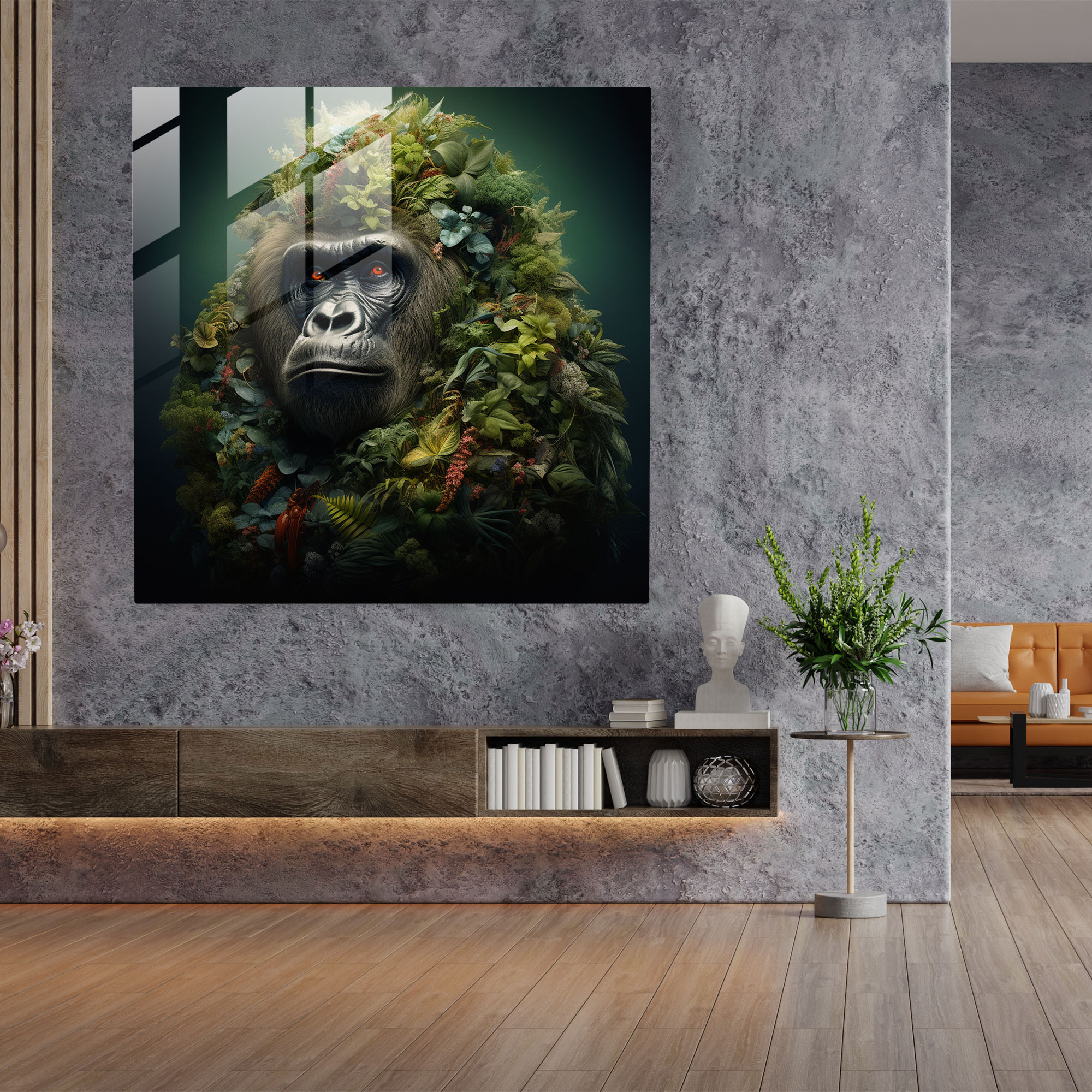 Gorilla Home Decoration - Gorilla, Wall Decoration, Glass Wall Art, Home Decoration