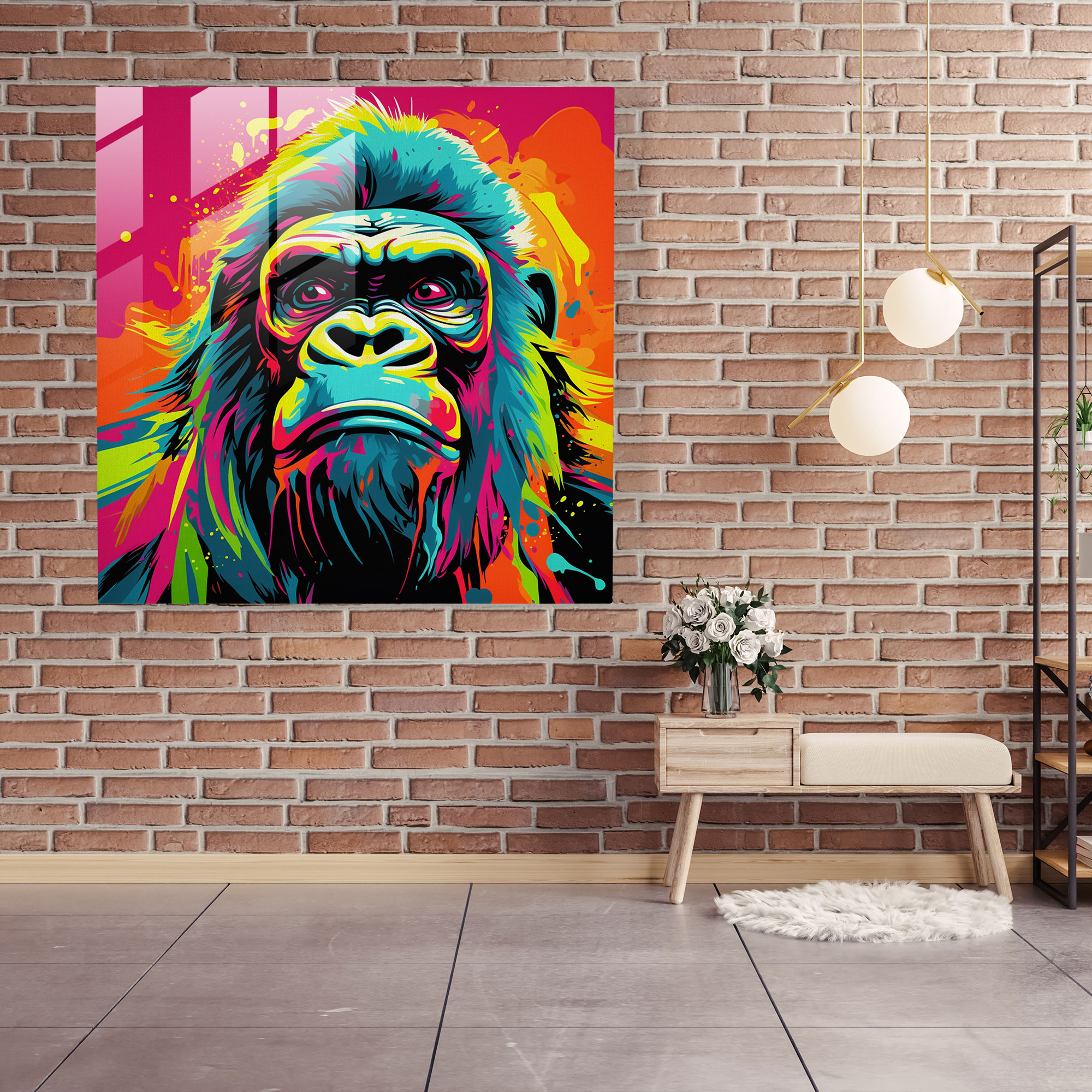 Gorilla Glass Art - Gorilla, Home Decoration, Wall Decoration, Glass Print