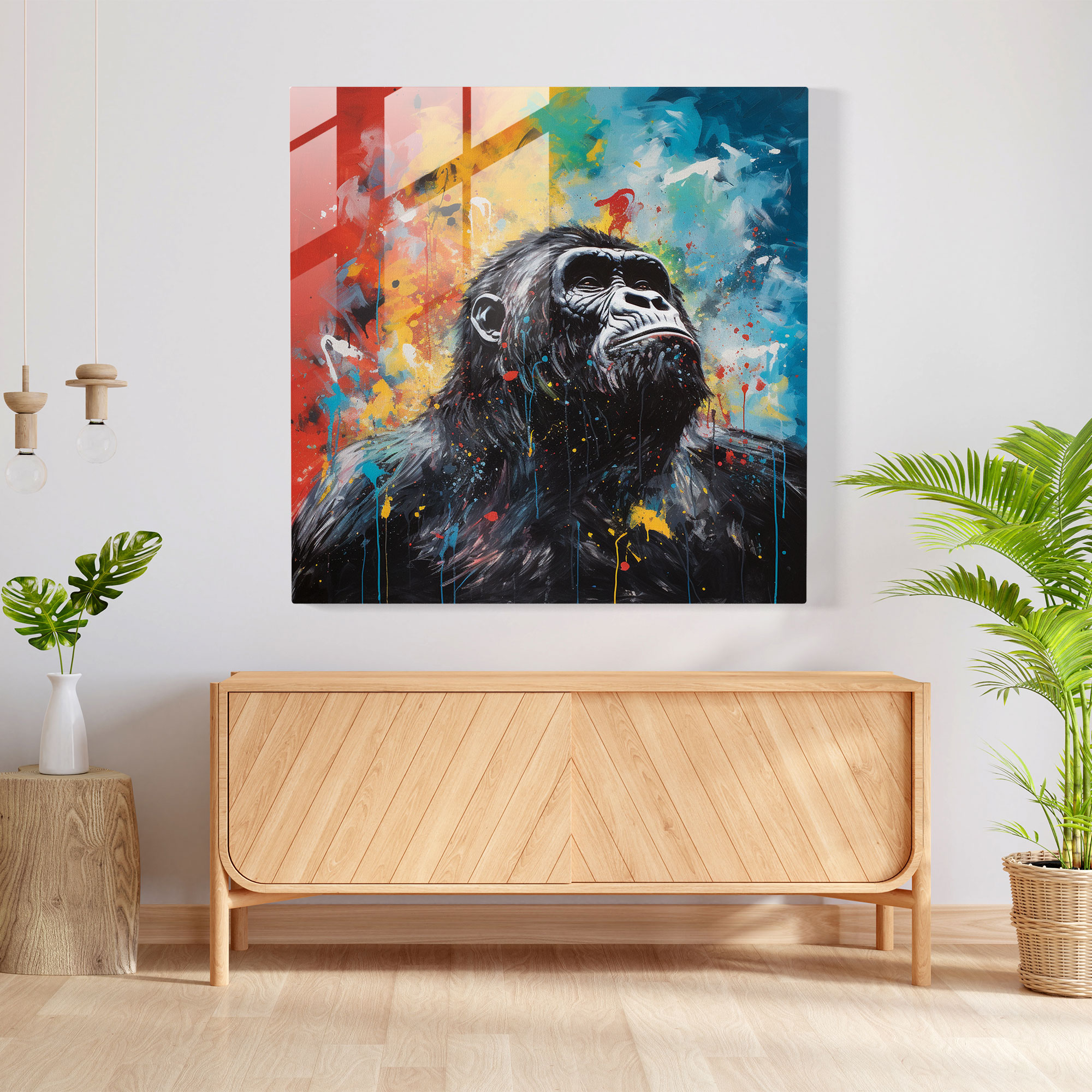 Gorilla Glass Art - Gorilla, Home Decoration, Glass Print, Glass Art