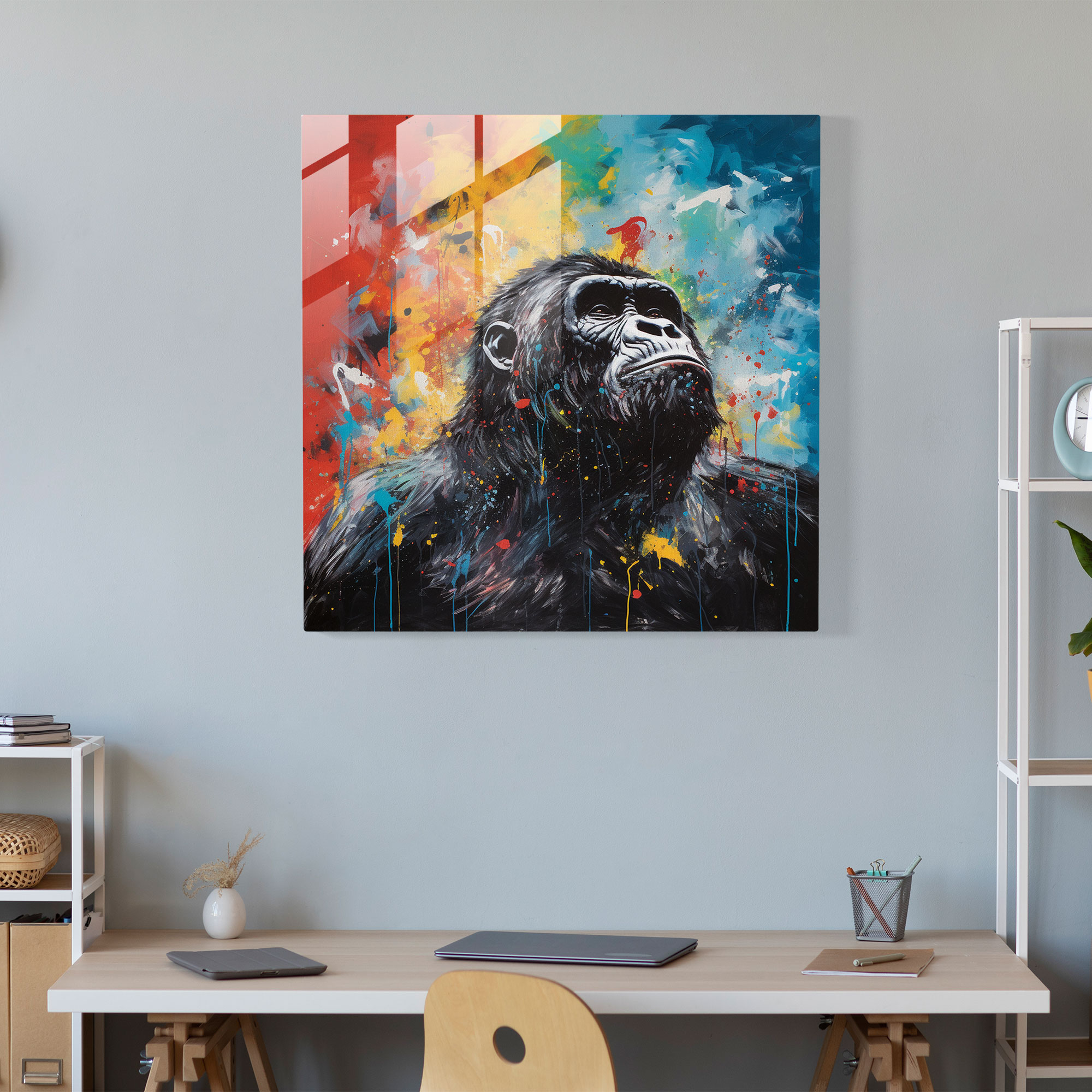 Gorilla Glass Art - Gorilla, Home Decoration, Glass Print, Glass Art