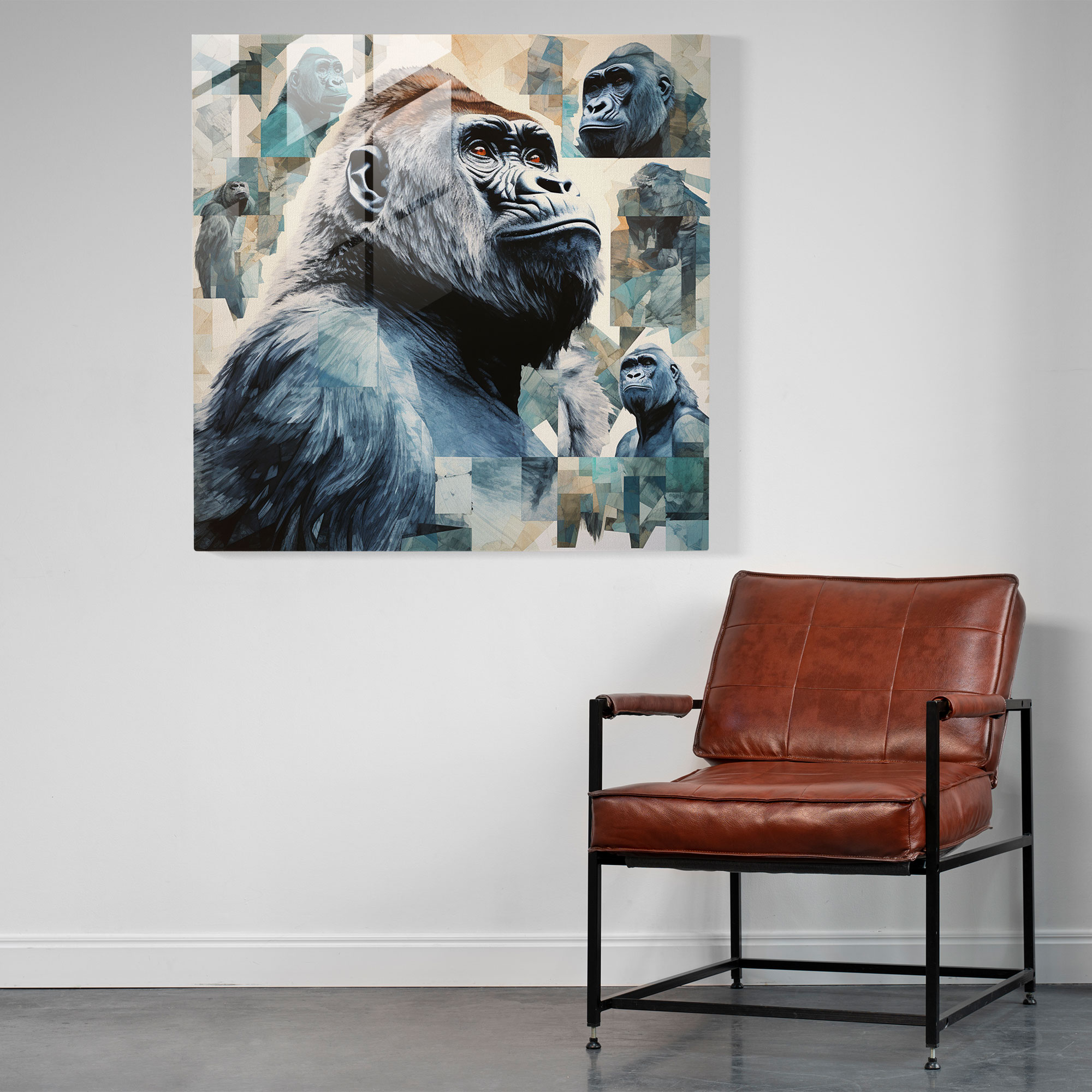 Gorilla Collage Glass Art - Gorilla, Exploration, Collage, Wall Decoration