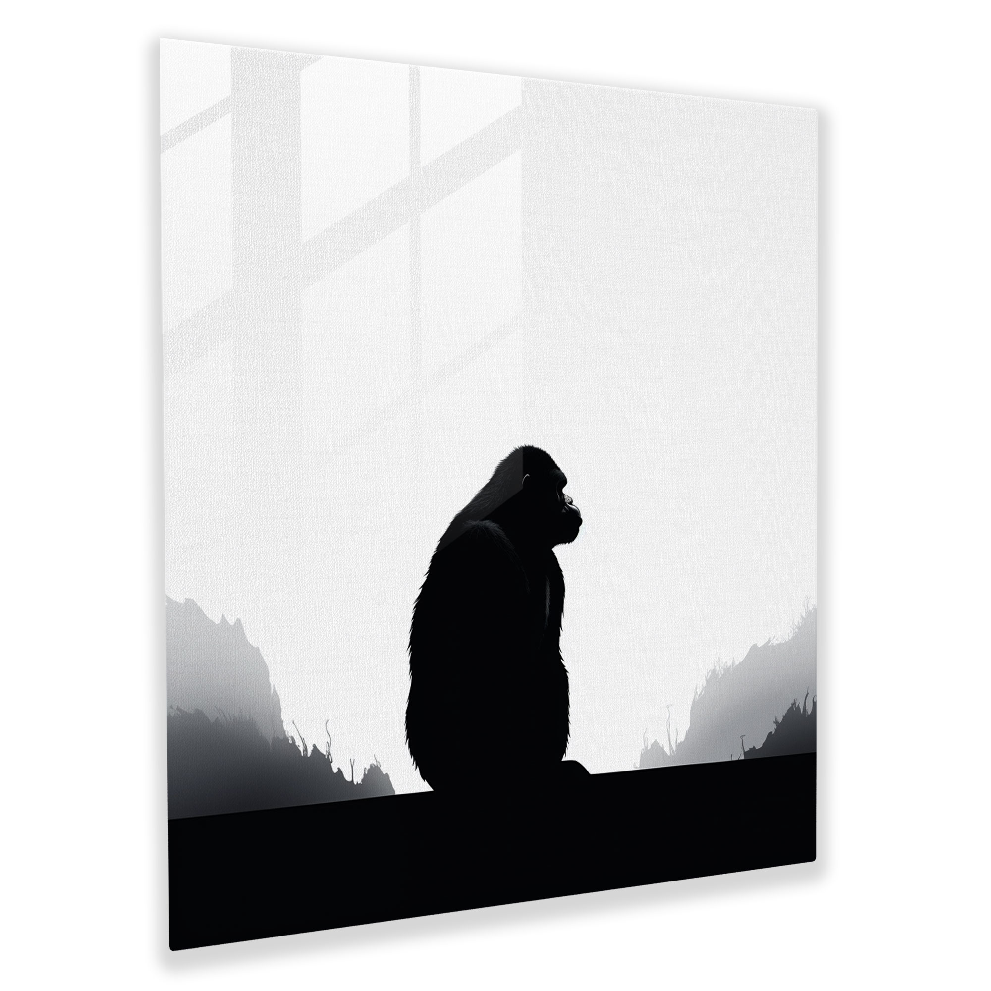 Minimalist Gorilla Glass Tablo - Siyah ve Beyaz - Modern Sanat Duvar Dekorasyonu