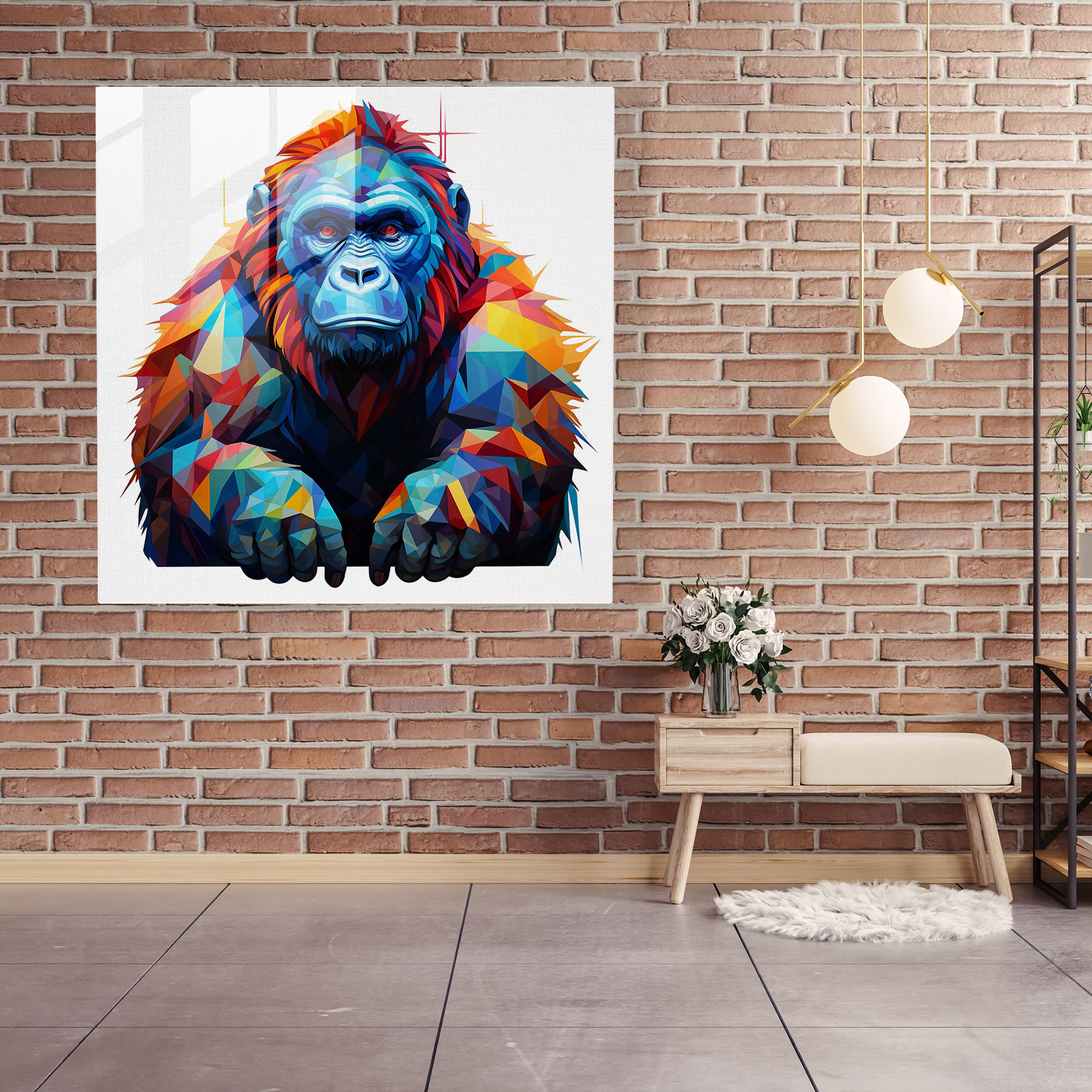 Gorilla Glass Print - Geometrik Sanat Eseri - Goril Cam Tablo Modern Sanat Ev Dekorasyonu