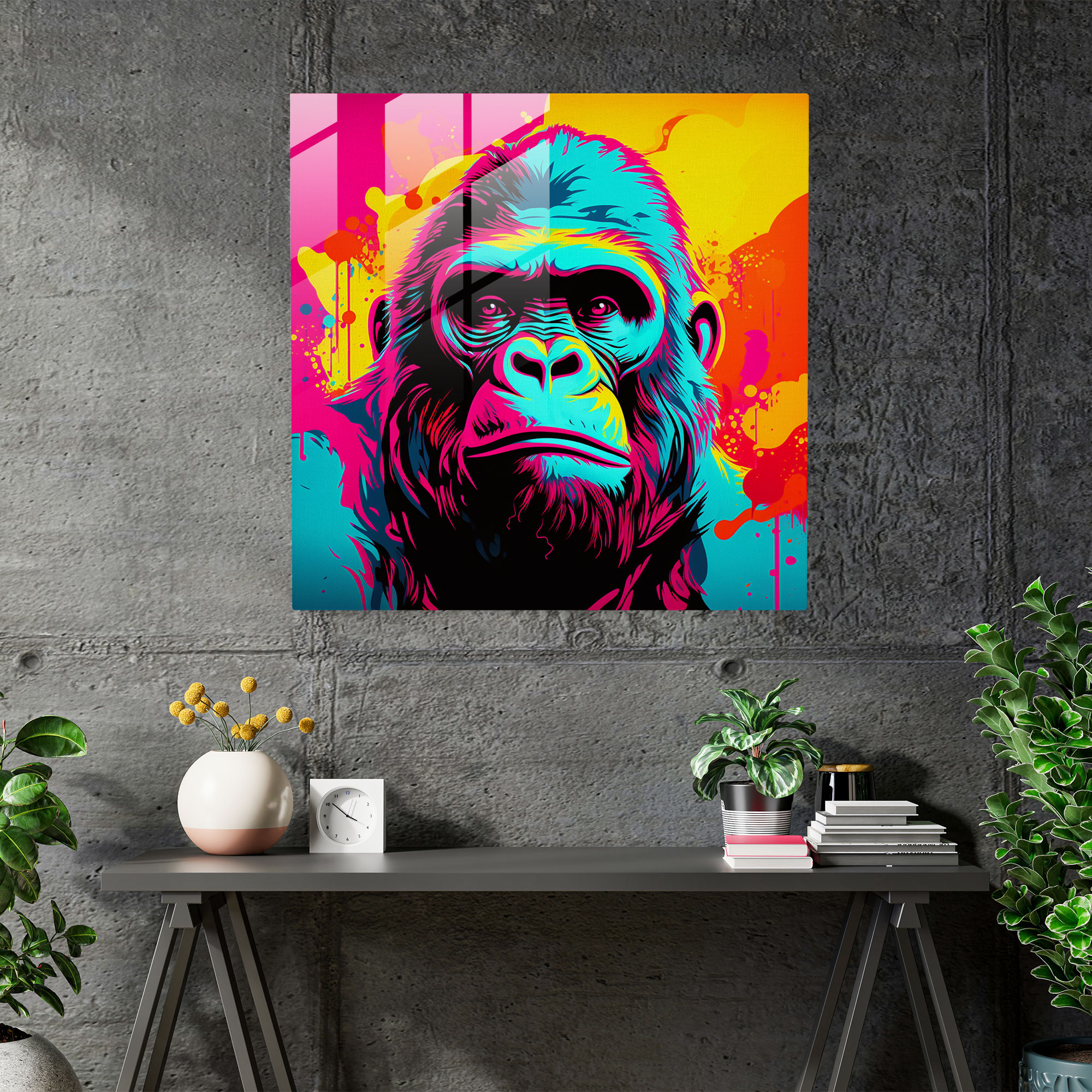 Pop Art Gorilla Cam Tablo - Ev Dekorasyonu Goril Cam Duvar Sanatı