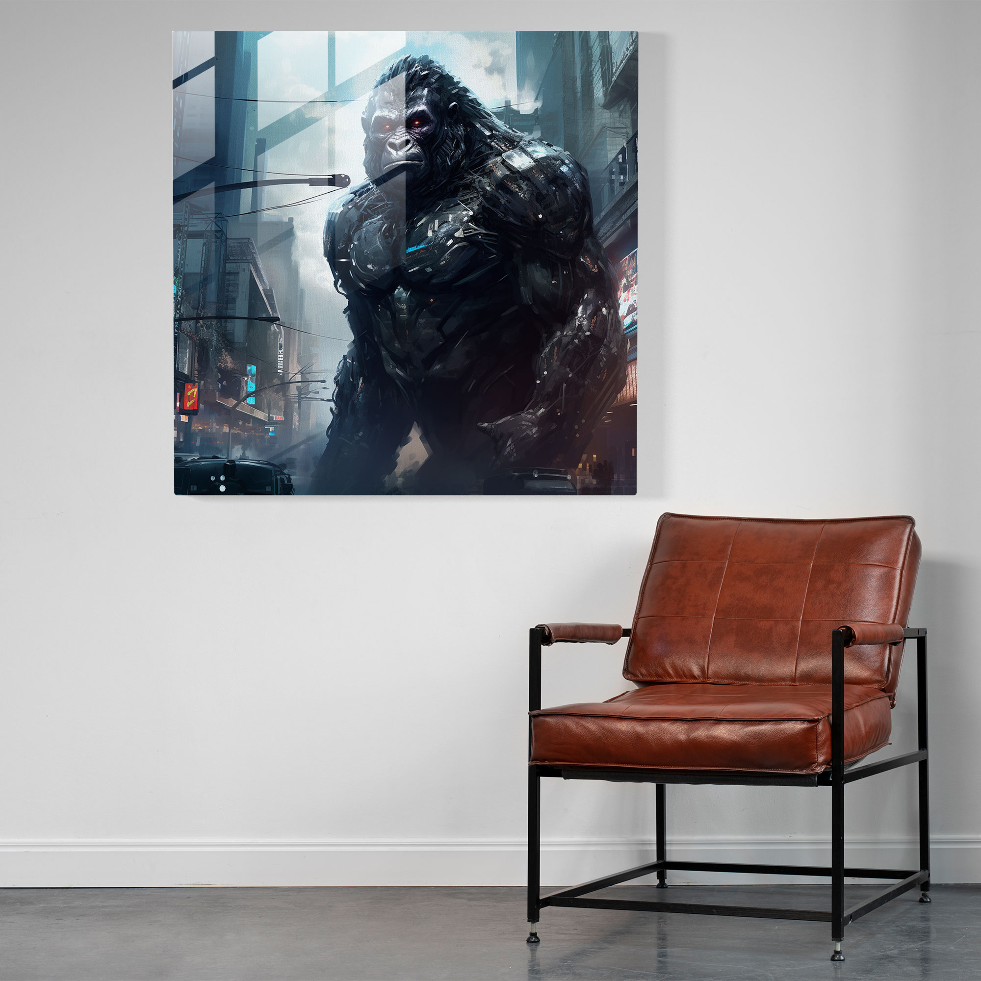 Gelecek Odaklı Gorilla Cam Tablo - Ev Dekorasyonu Modern Sanat Teknolojik Gelişmiş Şehir Manzarası