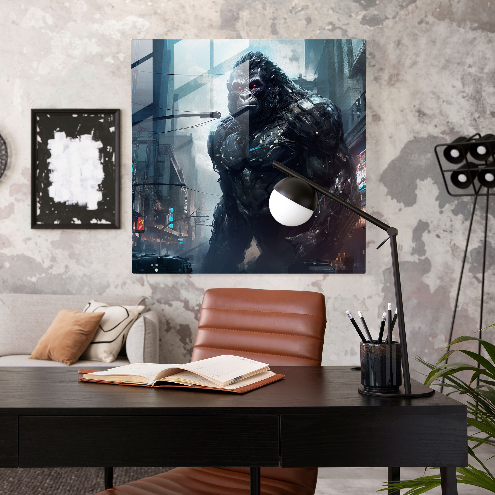 Gelecek Odaklı Gorilla Cam Tablo - Ev Dekorasyonu Modern Sanat Teknolojik Gelişmiş Şehir Manzarası