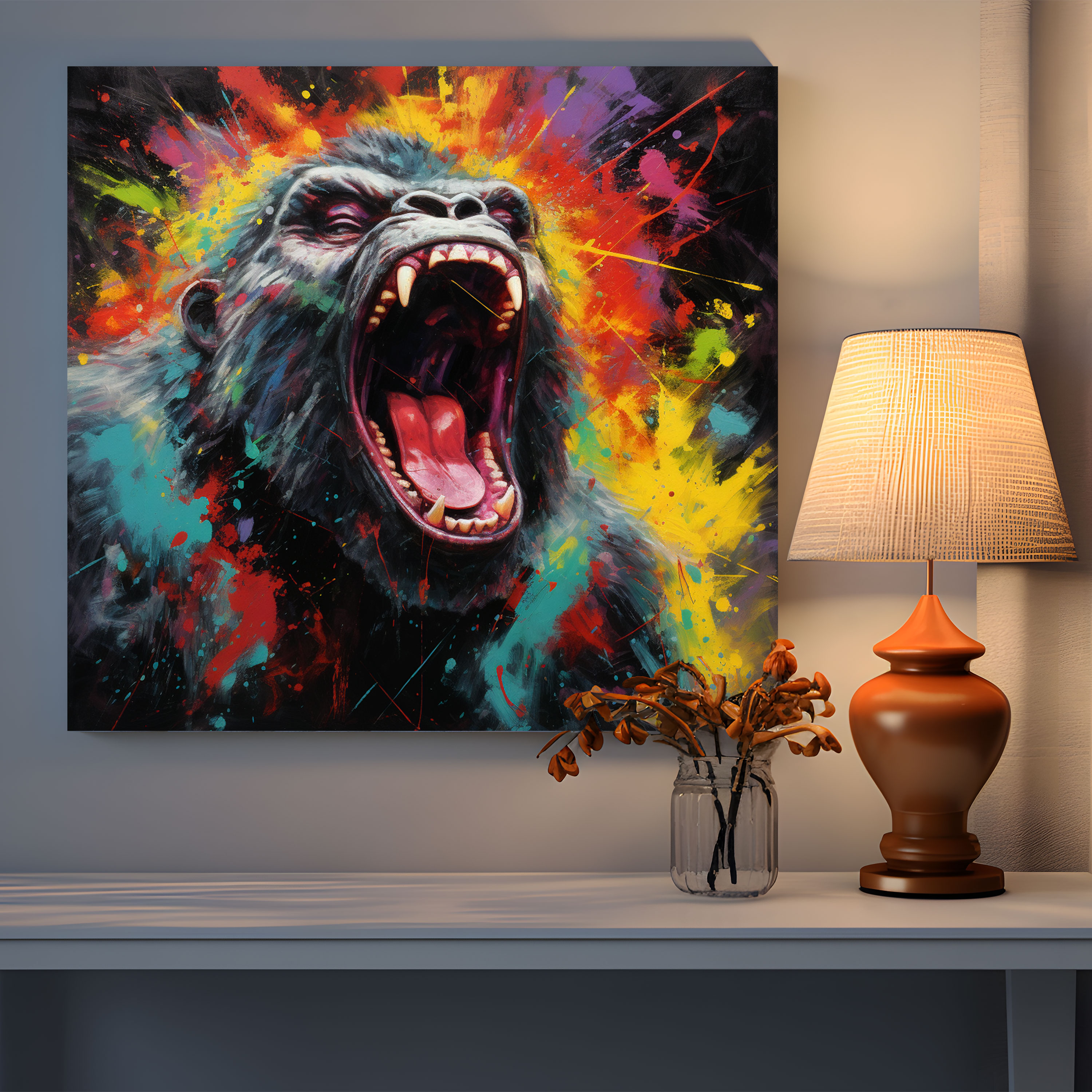 Gorilla Canvas Print - Gorilla, Energetic, Canvas, Home Decoration