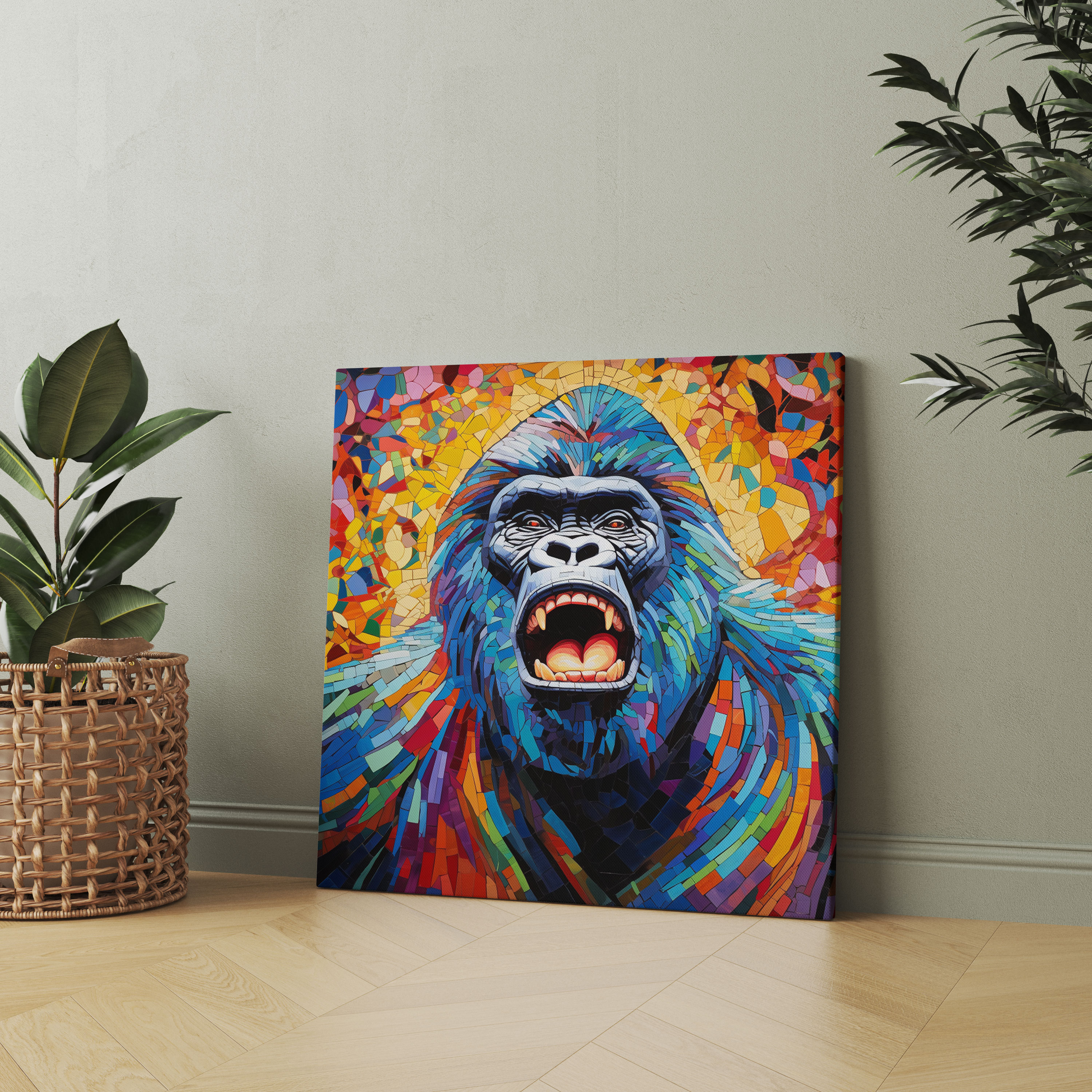 Gorilla Wall Art - Gorilla, Mosaic-Style Artwork, Home Decoration, Wall Art