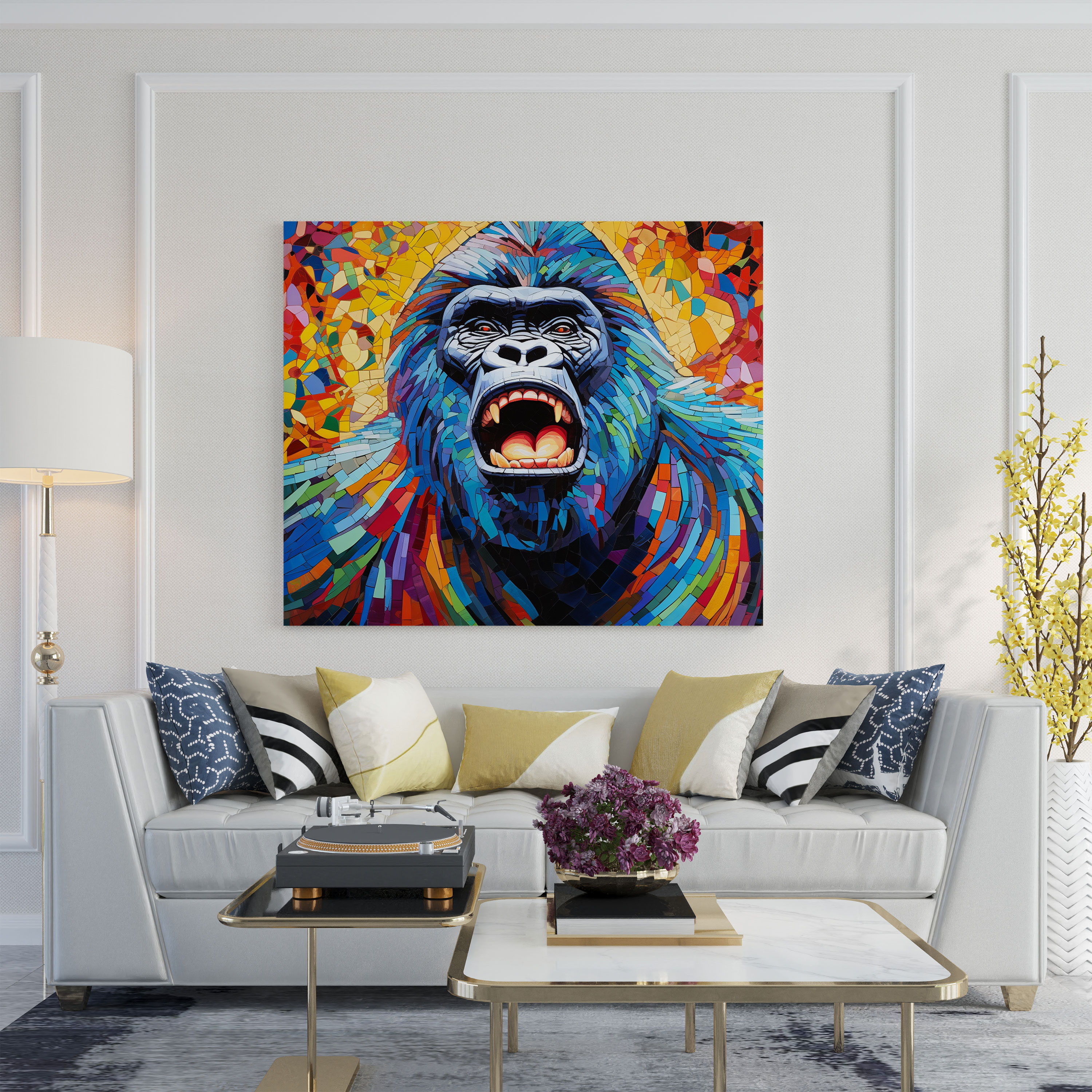 Gorilla Wall Art - Gorilla, Mosaic-Style Artwork, Home Decoration, Wall Art