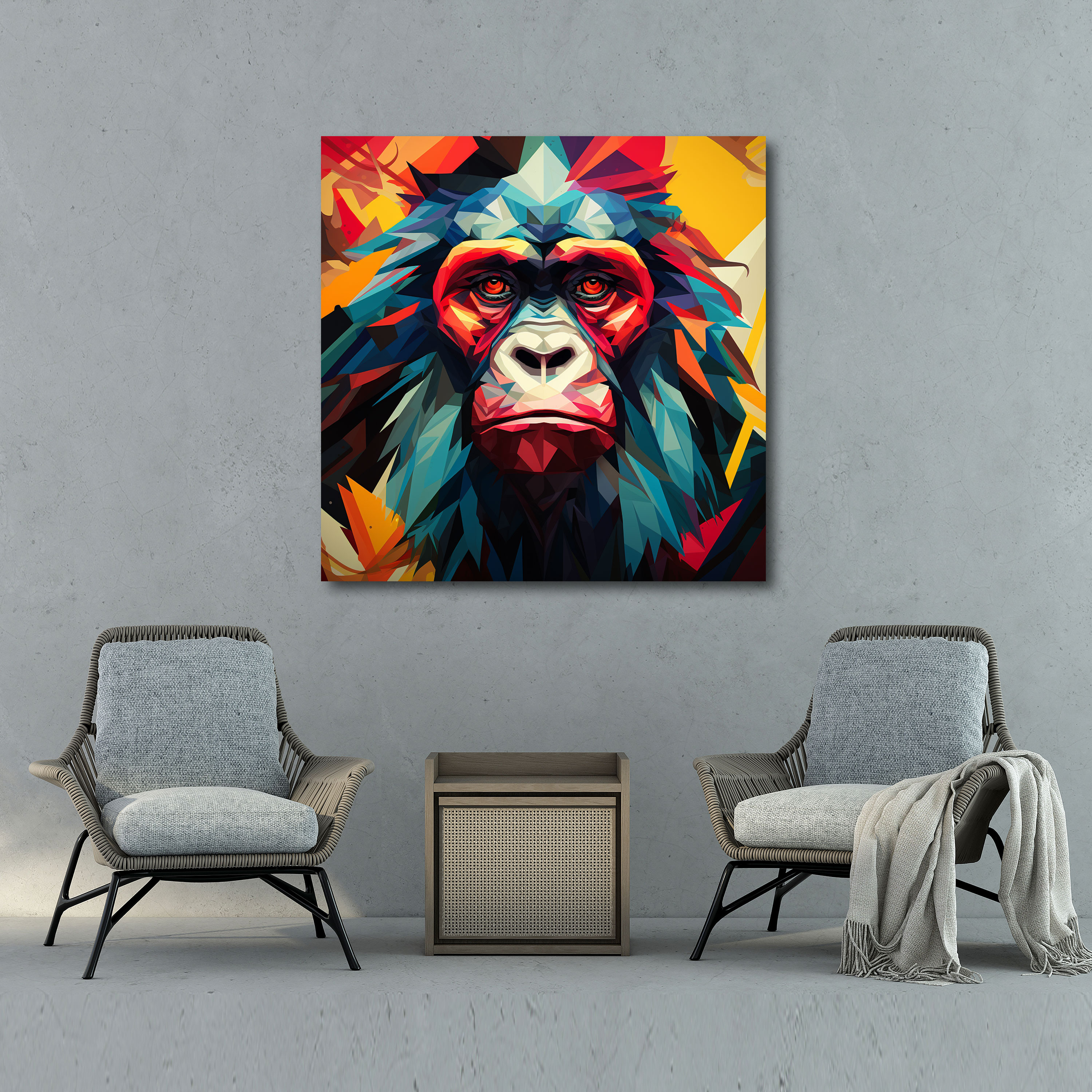 Gorilla Wall Art - Abstract Geometric Canvas Print - Gorilla, Canvas Wall Art, Abstract, Home Decoration