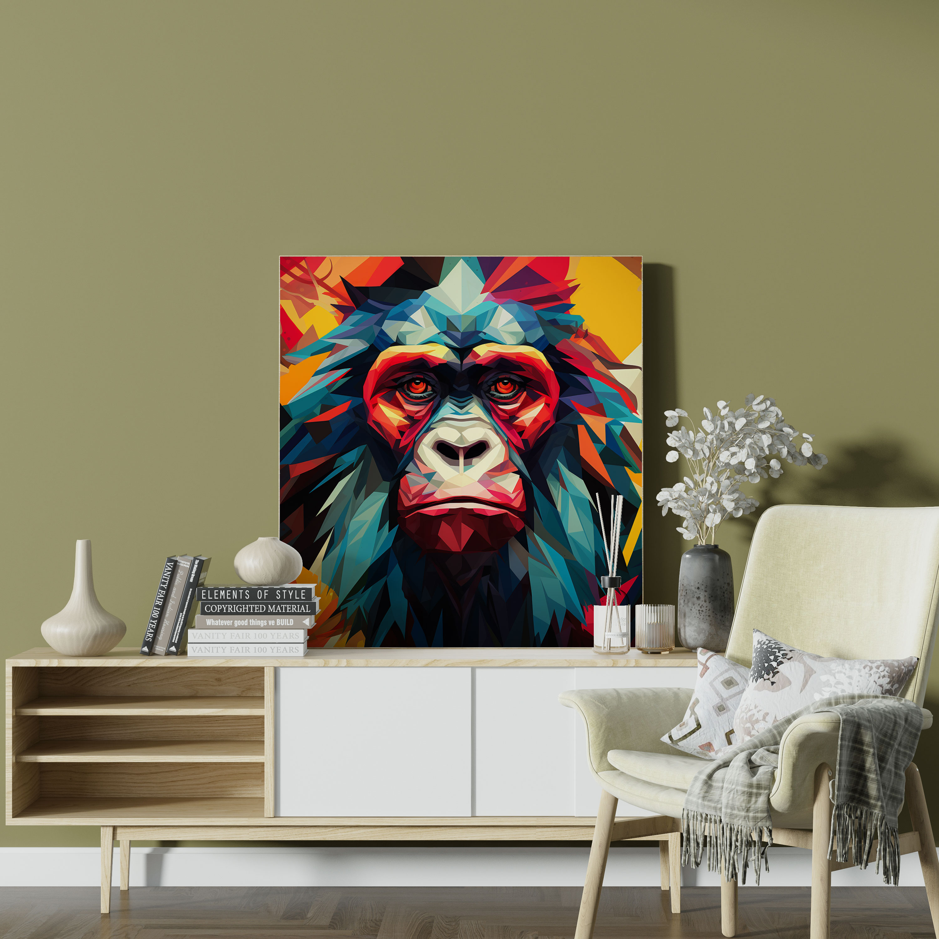 Gorilla Wall Art - Abstract Geometric Canvas Print - Gorilla, Canvas Wall Art, Abstract, Home Decoration