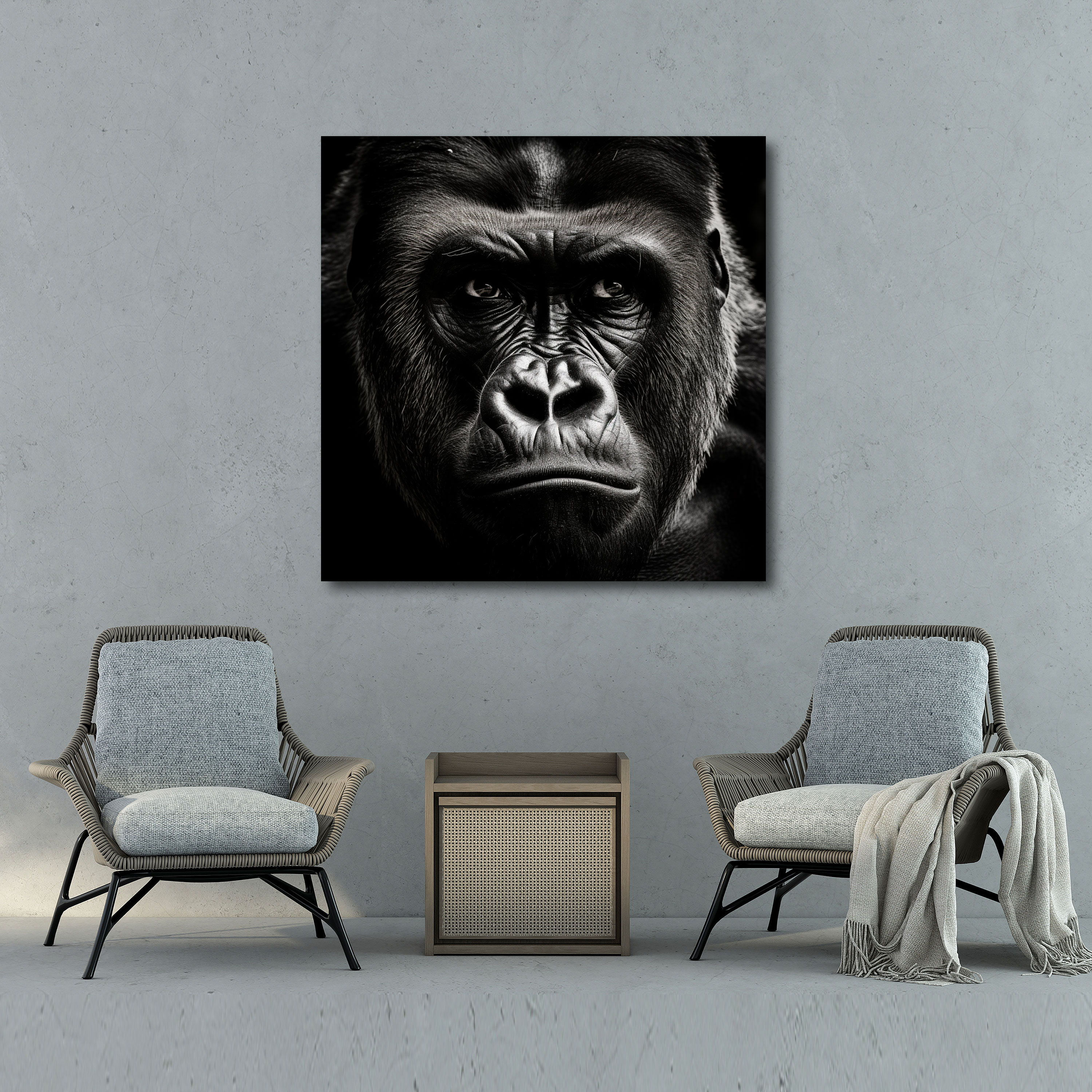 Gorilla Wall Decoration - Powerful Monochrome Canvas Print - Gorilla, Gorilla, Wall Decoration, Canvas Print