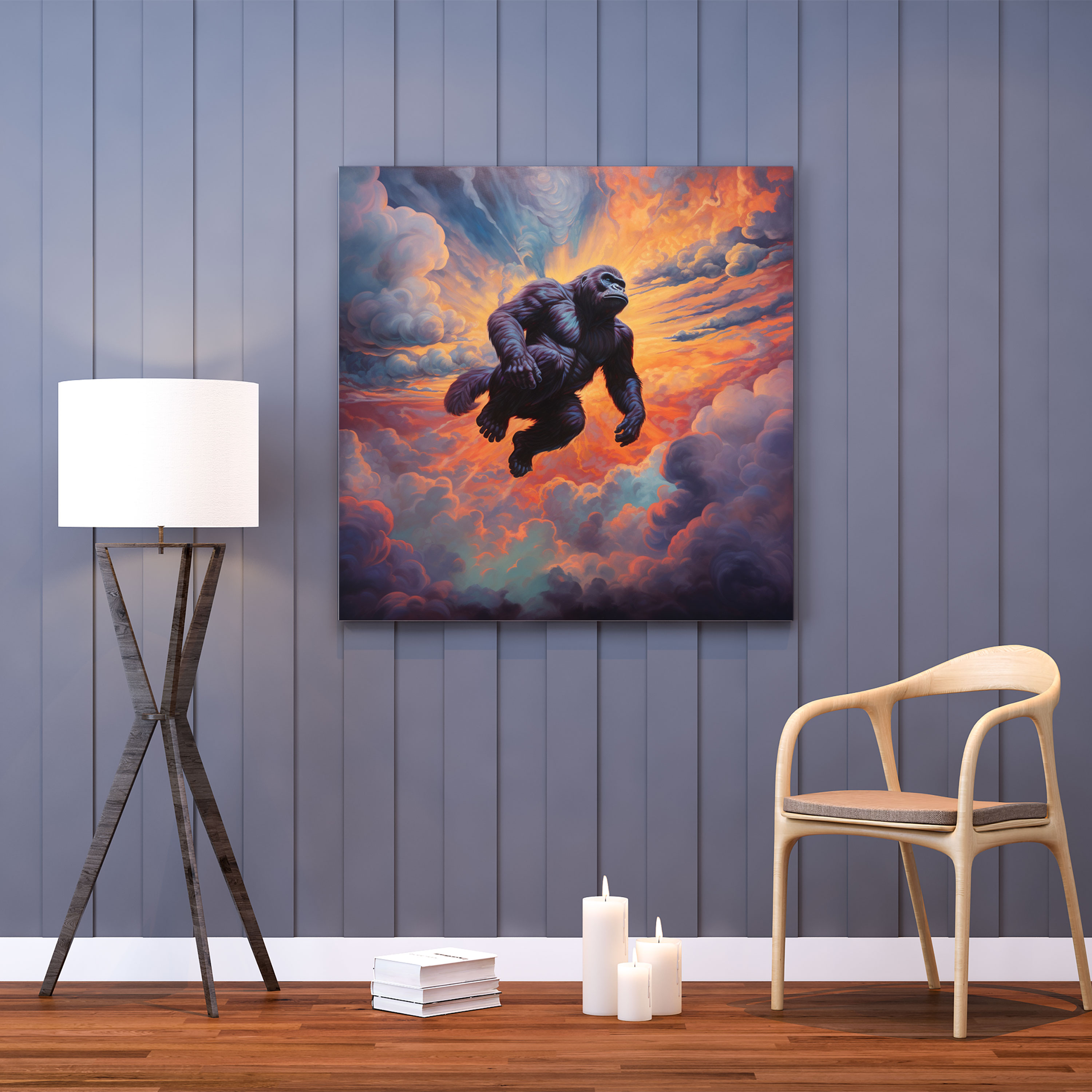 Gorilla Wall Art - Surrealistic Sky Canvas Print - Gorilla, Surrealistic, Wall Decoration, Canvas