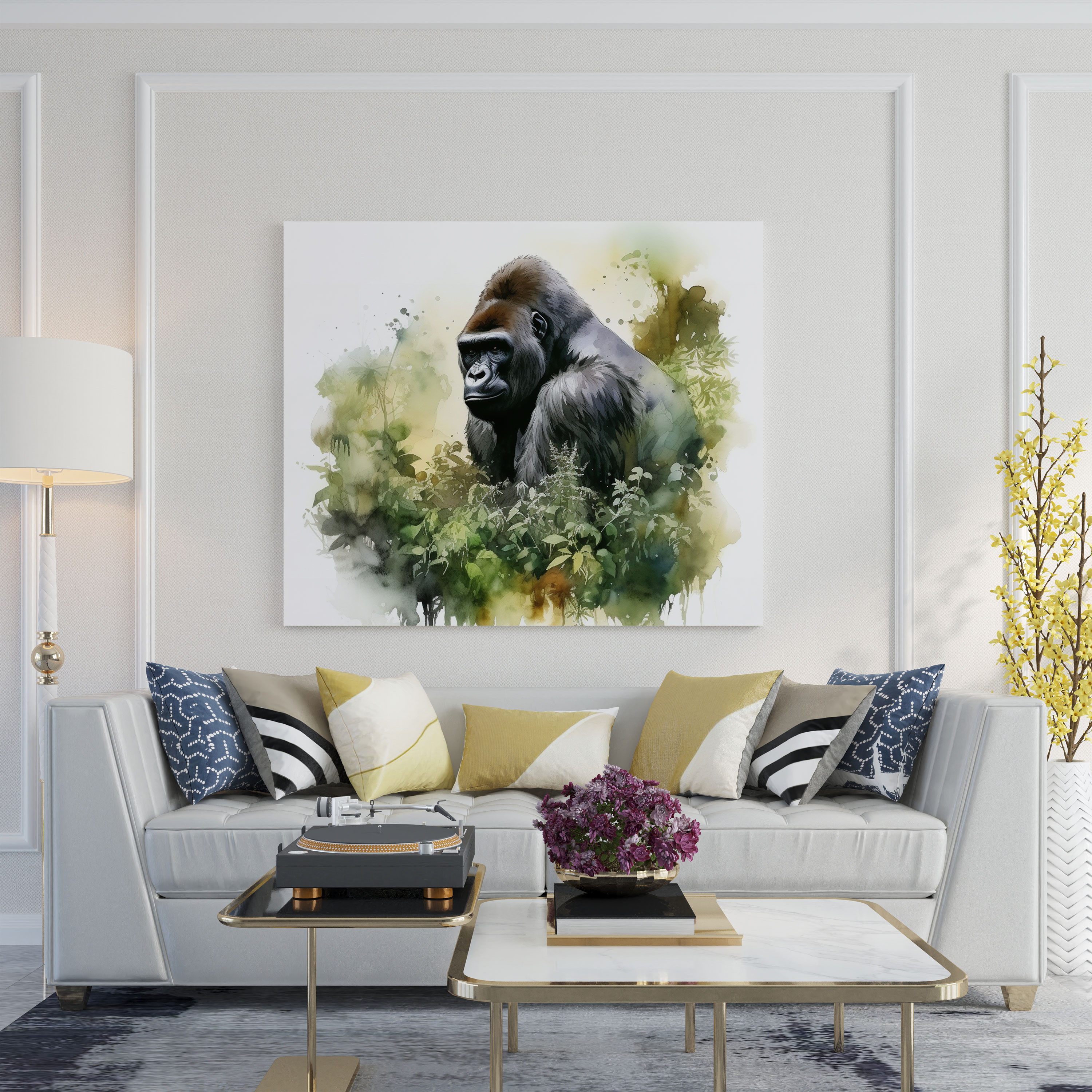 Gorilla Canvas Print - Gorilla, Wall Art, Lush Greenery, Canvas Print