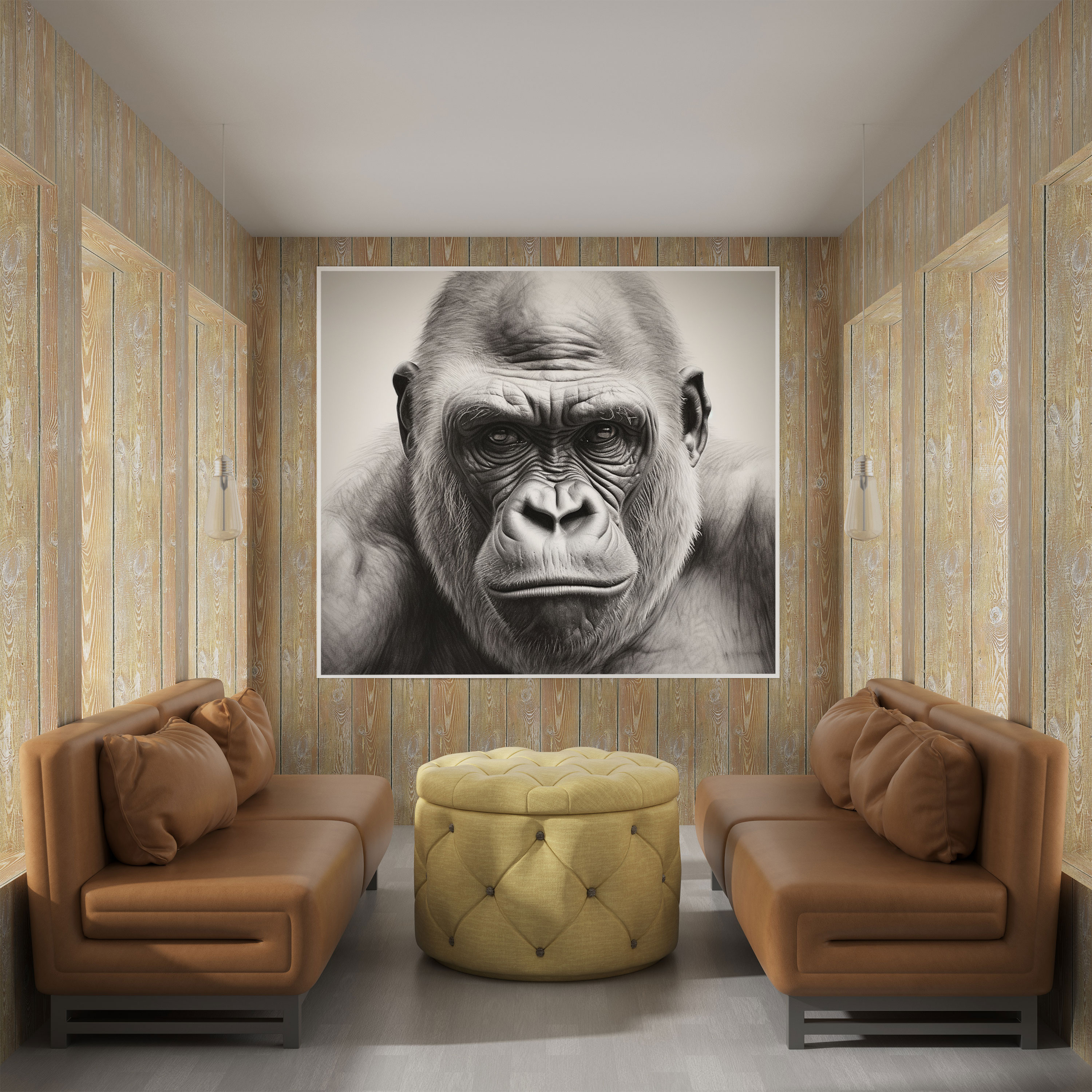 Gorilla Wall Decoration - Gorilla, Canvas, Canvas Print, Realistic Pencil Drawing