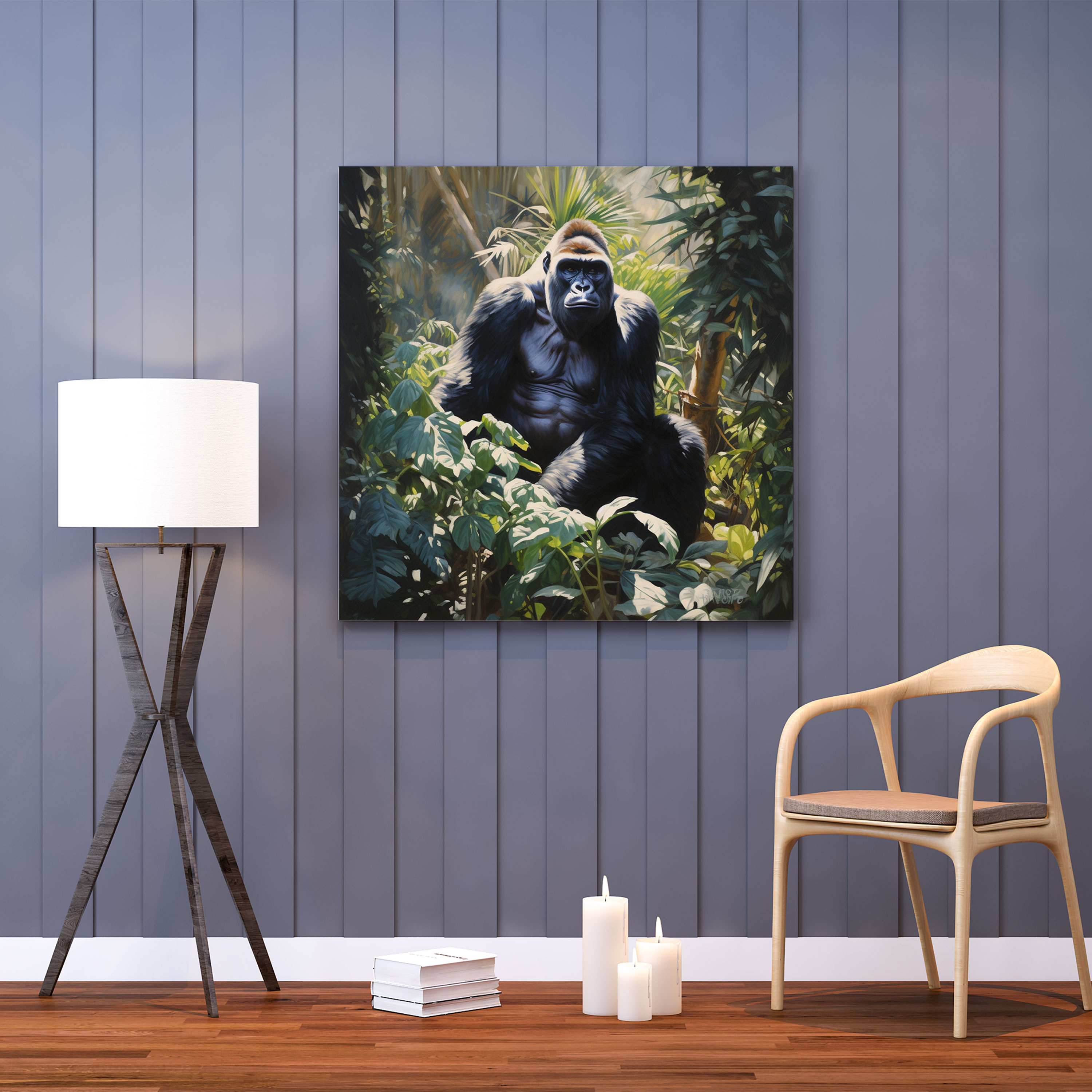 Gorilla Wall Art - Realistic Oil Painting - Gorilla, Jungle, Canvas Wall Art, Canvas