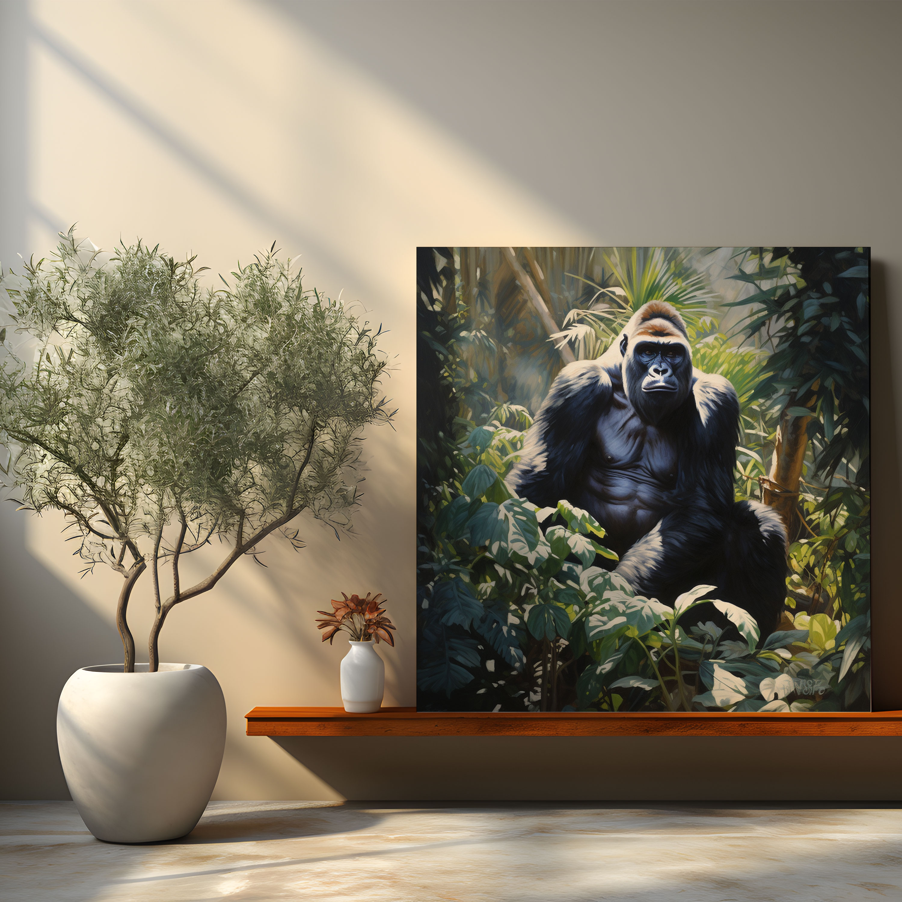Gorilla Wall Art - Realistic Oil Painting - Gorilla, Jungle, Canvas Wall Art, Canvas