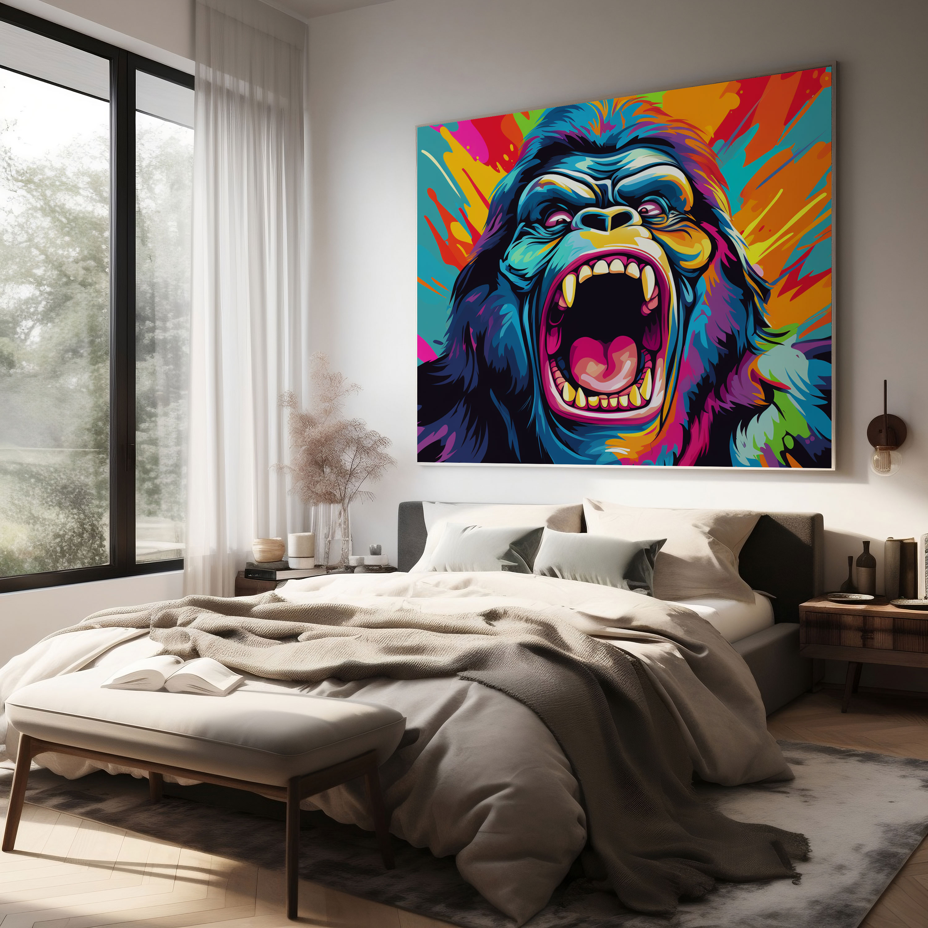 Gorilla Canvas Print - Pop Art Illustration - Gorilla, Gorilla, Wall Decoration, Home Decoration