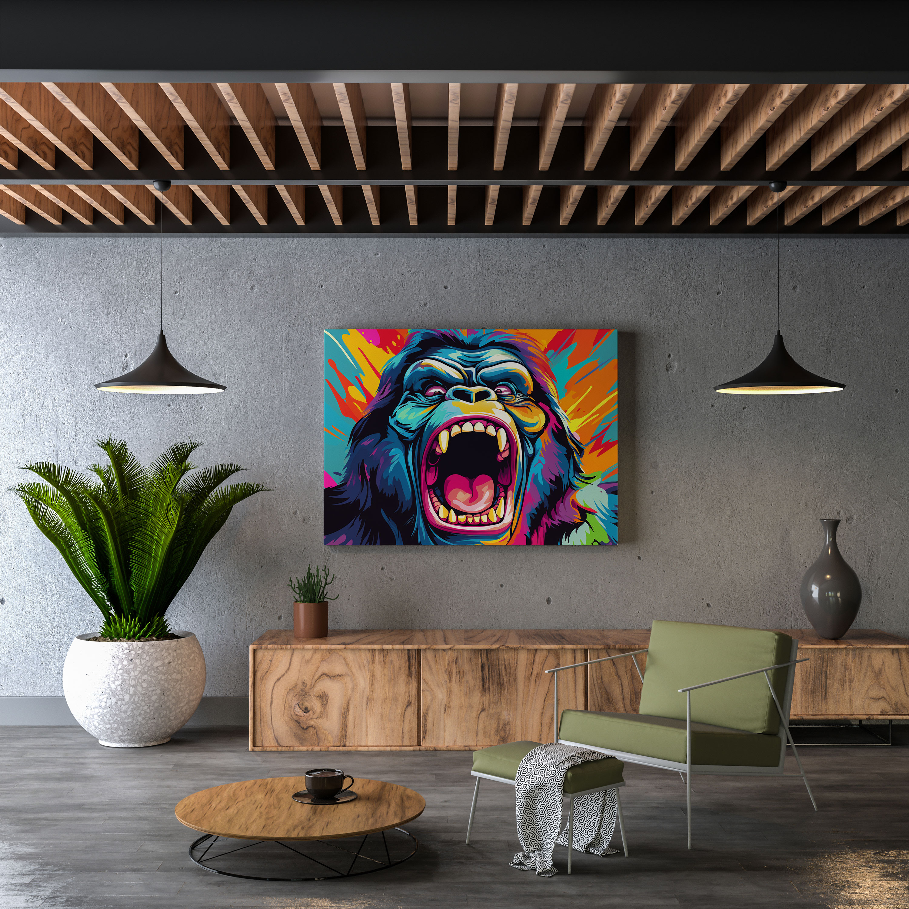 Gorilla Canvas Print - Pop Art Illustration - Gorilla, Gorilla, Wall Decoration, Home Decoration